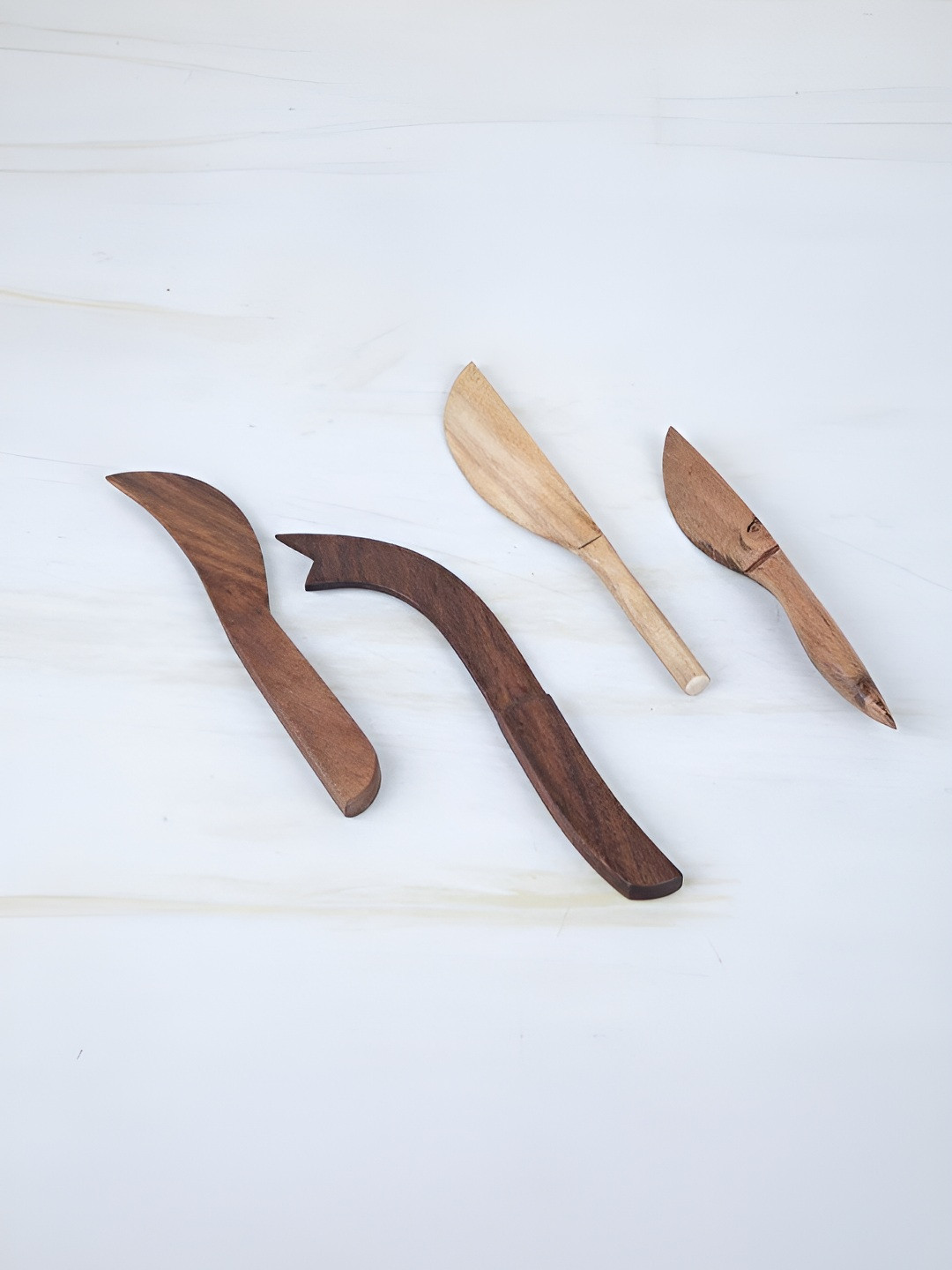 FREEDOM TREE Primitive Brown & Beige 4 Pieces Wooden Cheese Knives