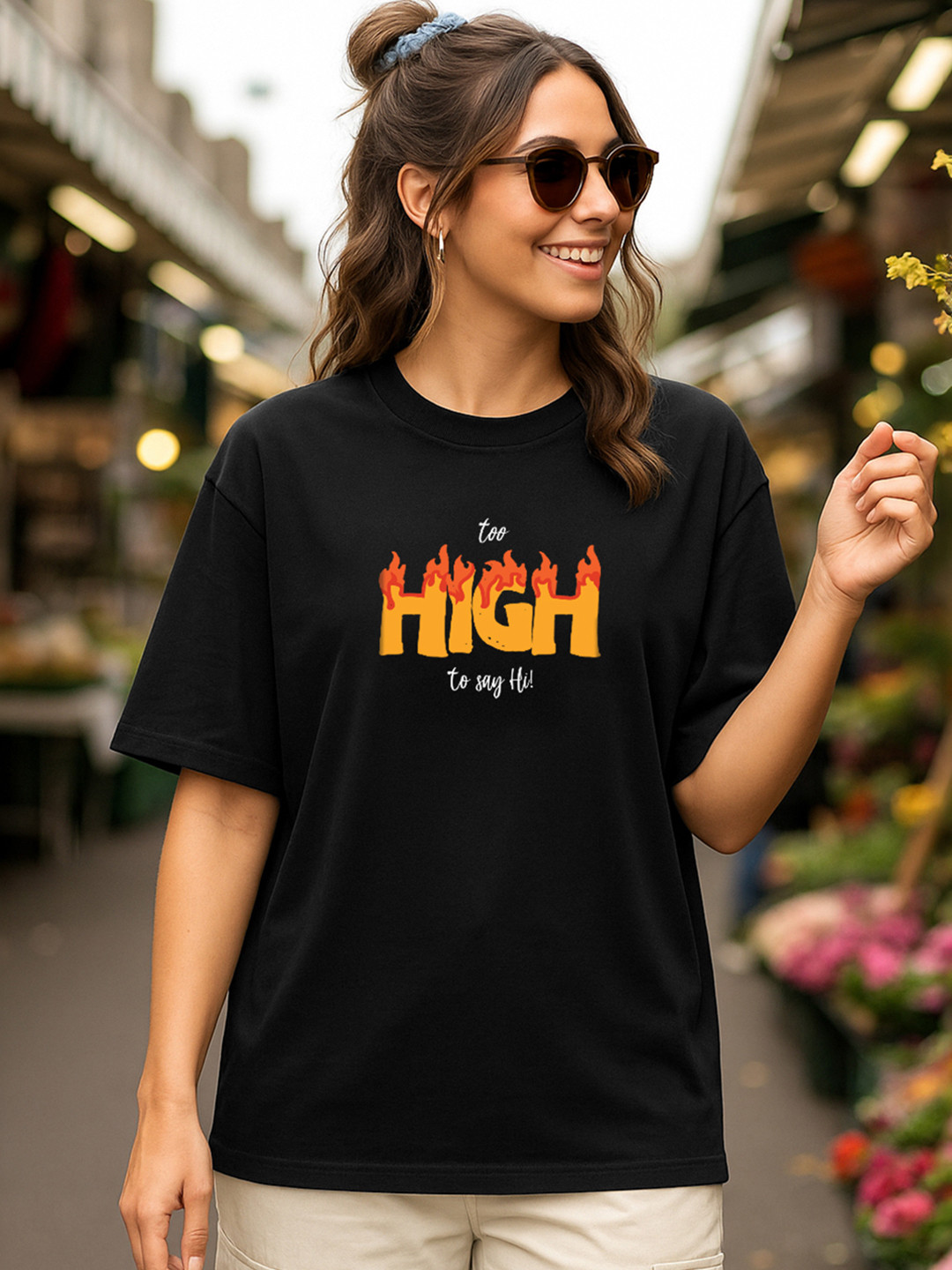 Bewakoof Too High Typography Oversized T-shirt