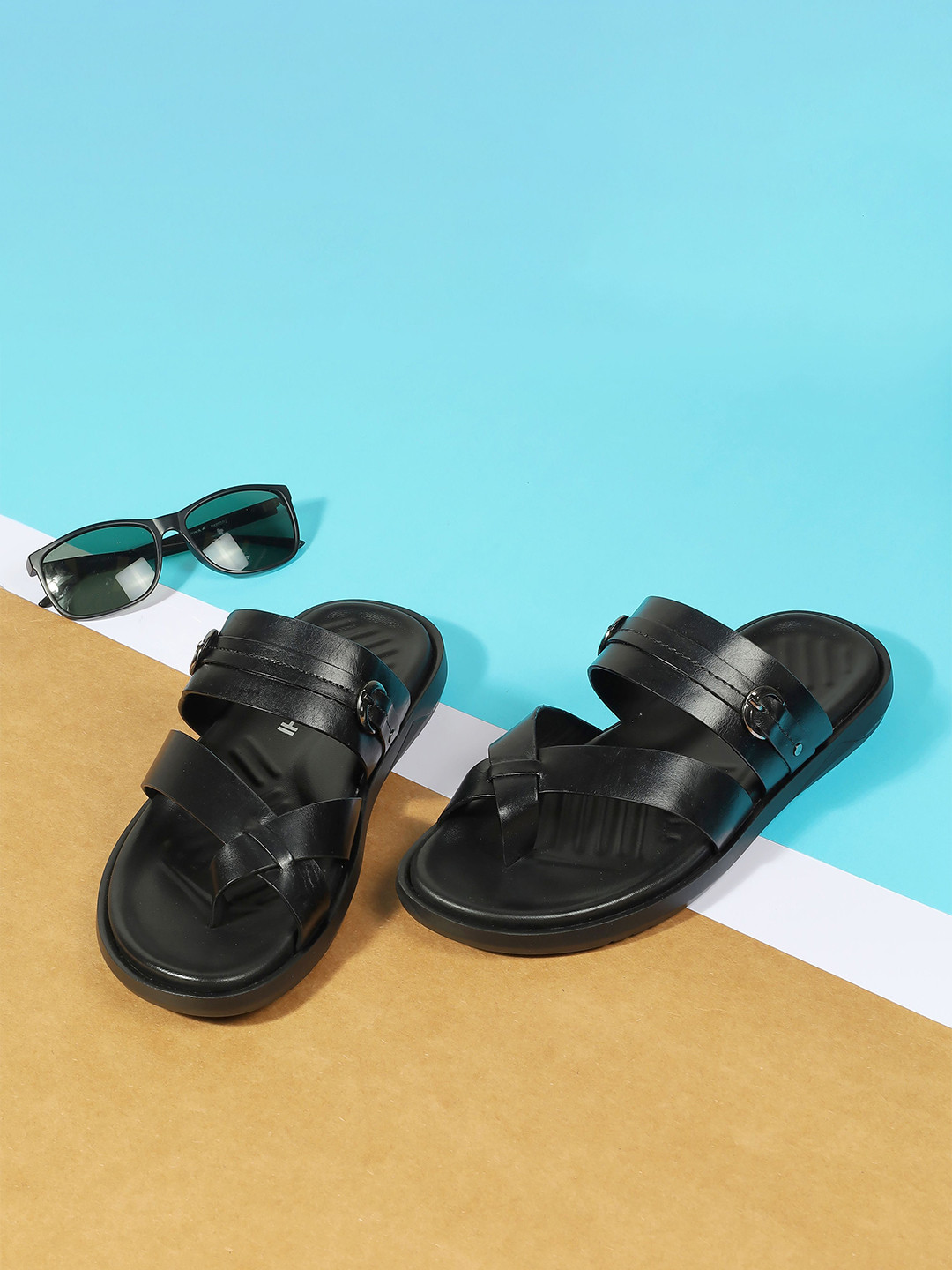 Mochi Men Solid No Back Strap Open Toe Flats