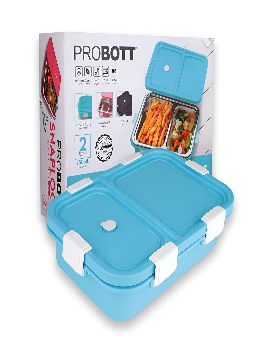 PROBOTT Blue Stainless Steel Easy To Clean Lunch Box