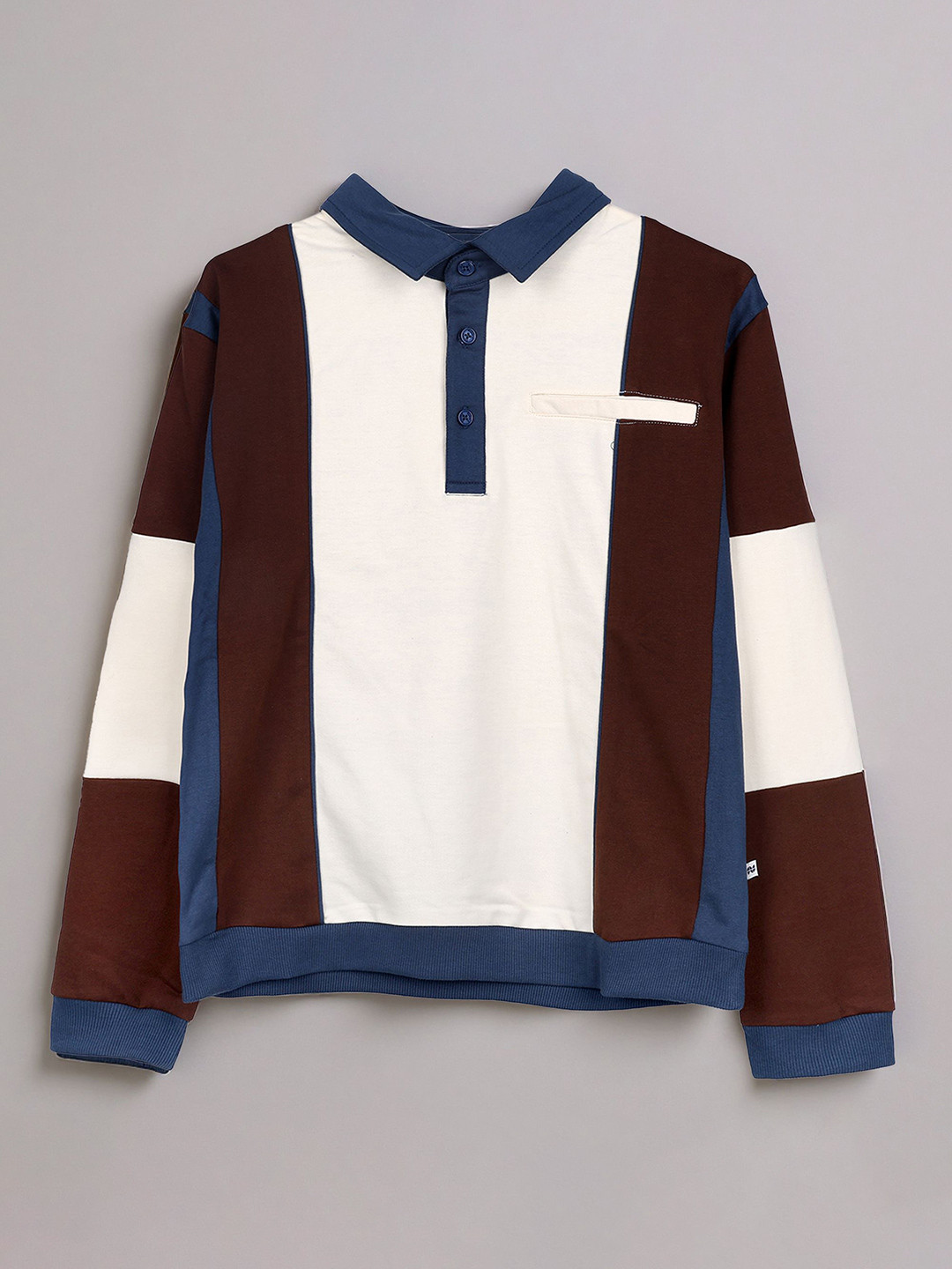 Purple United Kids Boys Colourblocked Polo Collar T-shirt