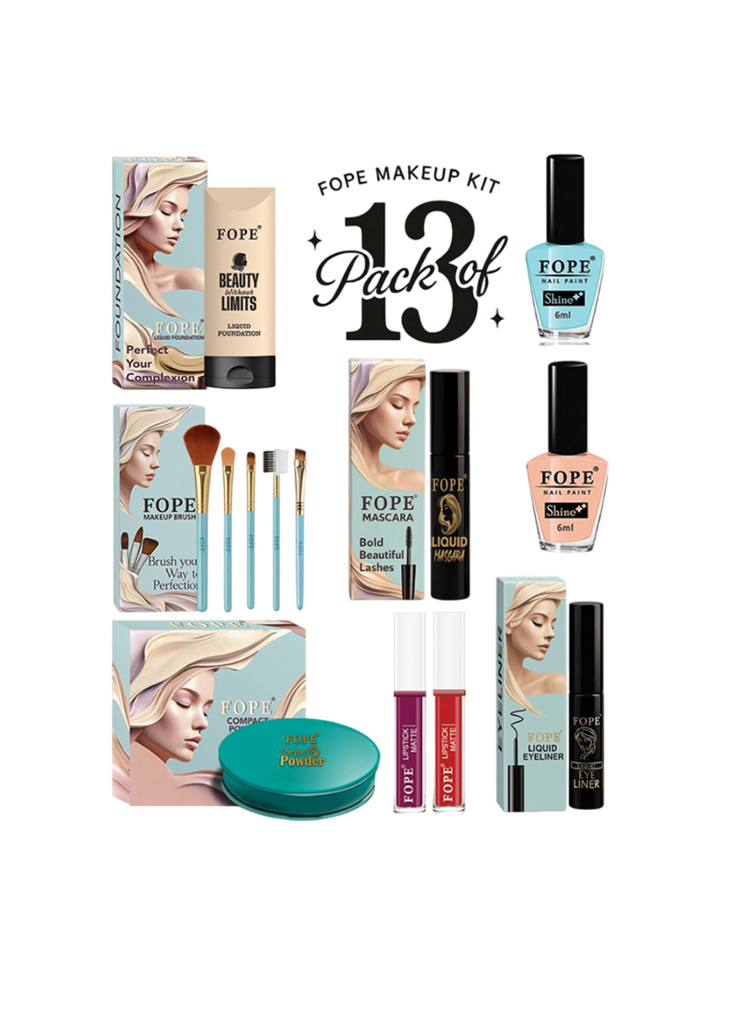 FOPE Set Of 13 All In One Long Lasting Makeup Combo