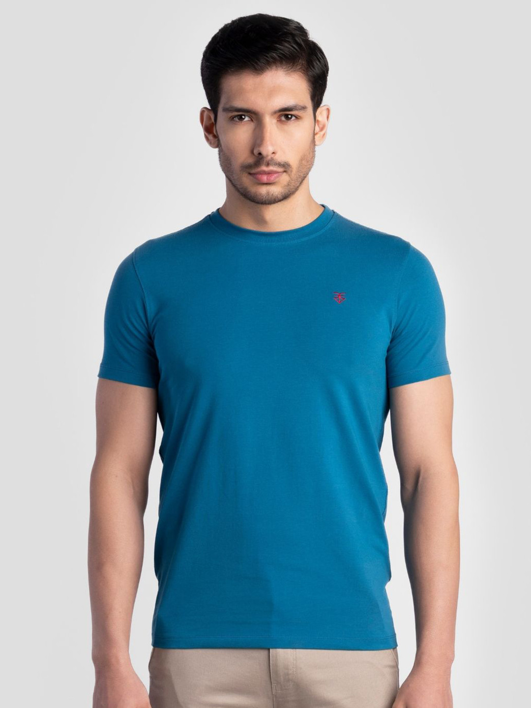 Reid & Taylor Men Solid Round Neck Cotton T-shirt