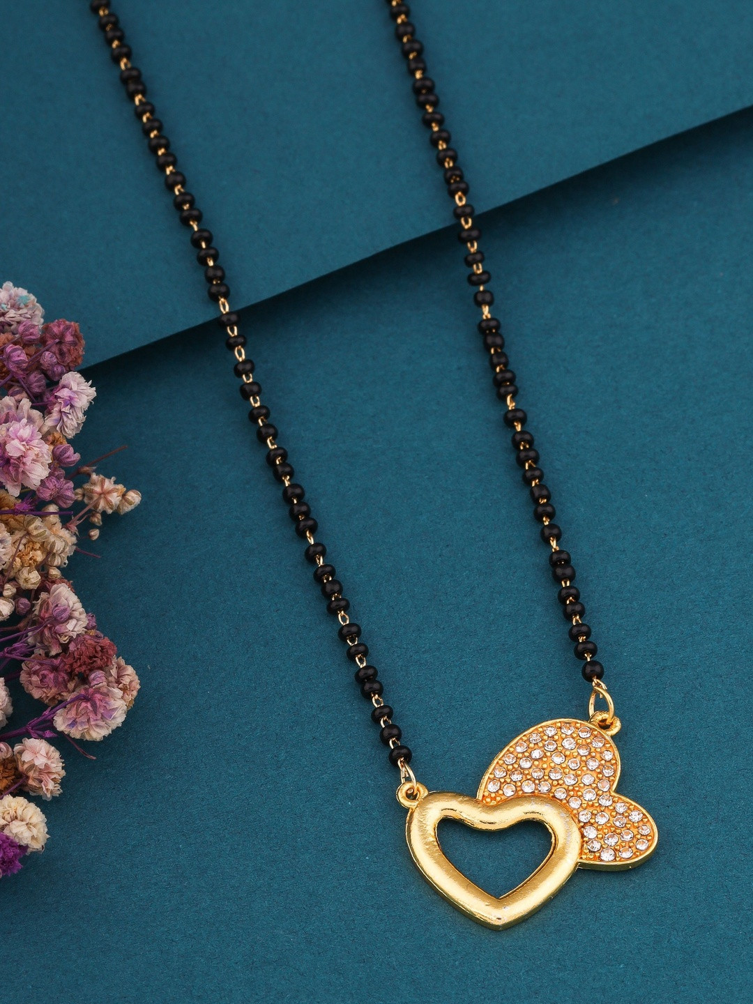 Bhanu diam Women Gold-Plated Brass S-Hook Closure Mangalsutra