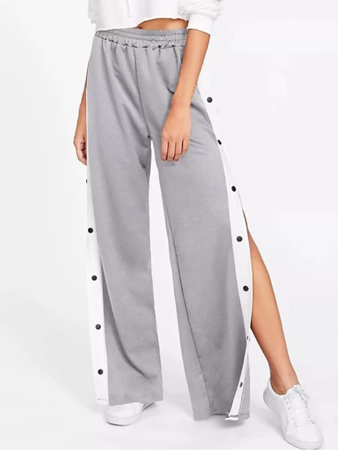 MISKIS Women Relaxed Regular Fit Mid Rise Slits Parallel Trousers