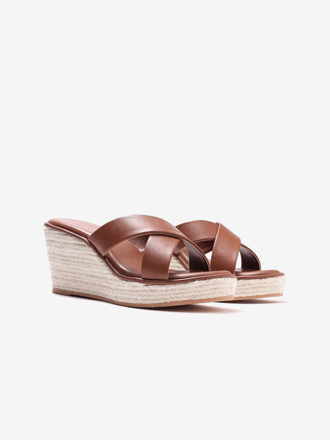 Pair ie Tales Leather Open Back Wedge