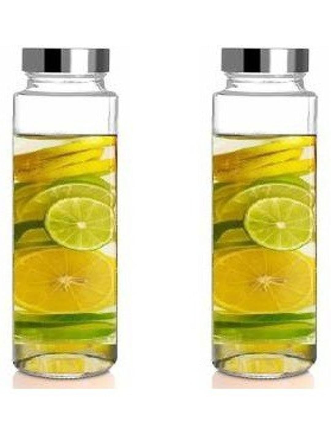 1ST TIME Transparent Glass Freezer Safe 2 Pieces Water Bottle - 750ML