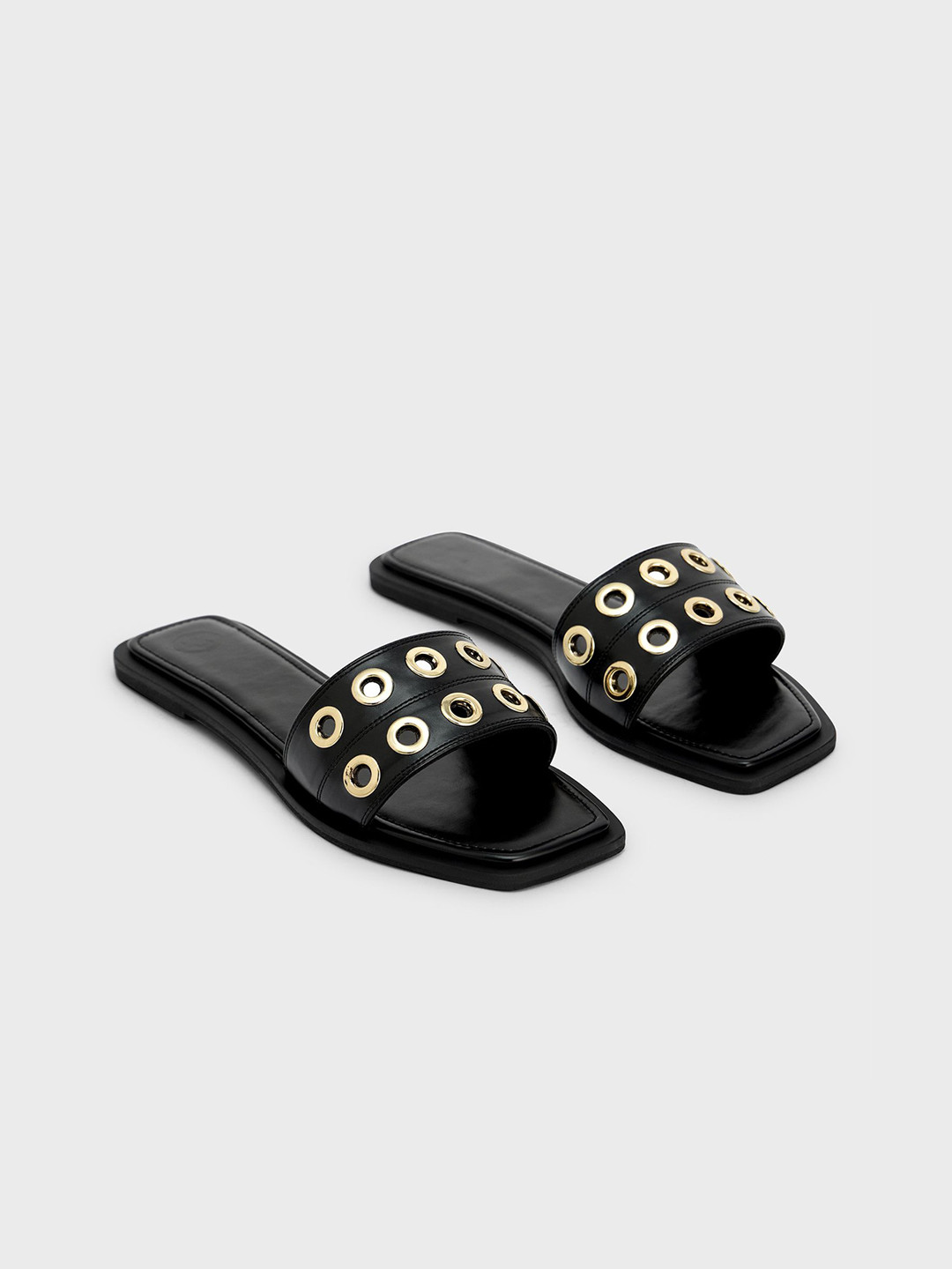 20Dresses Women Embellished Eyelet Detail Slip-On Open Toe Flats