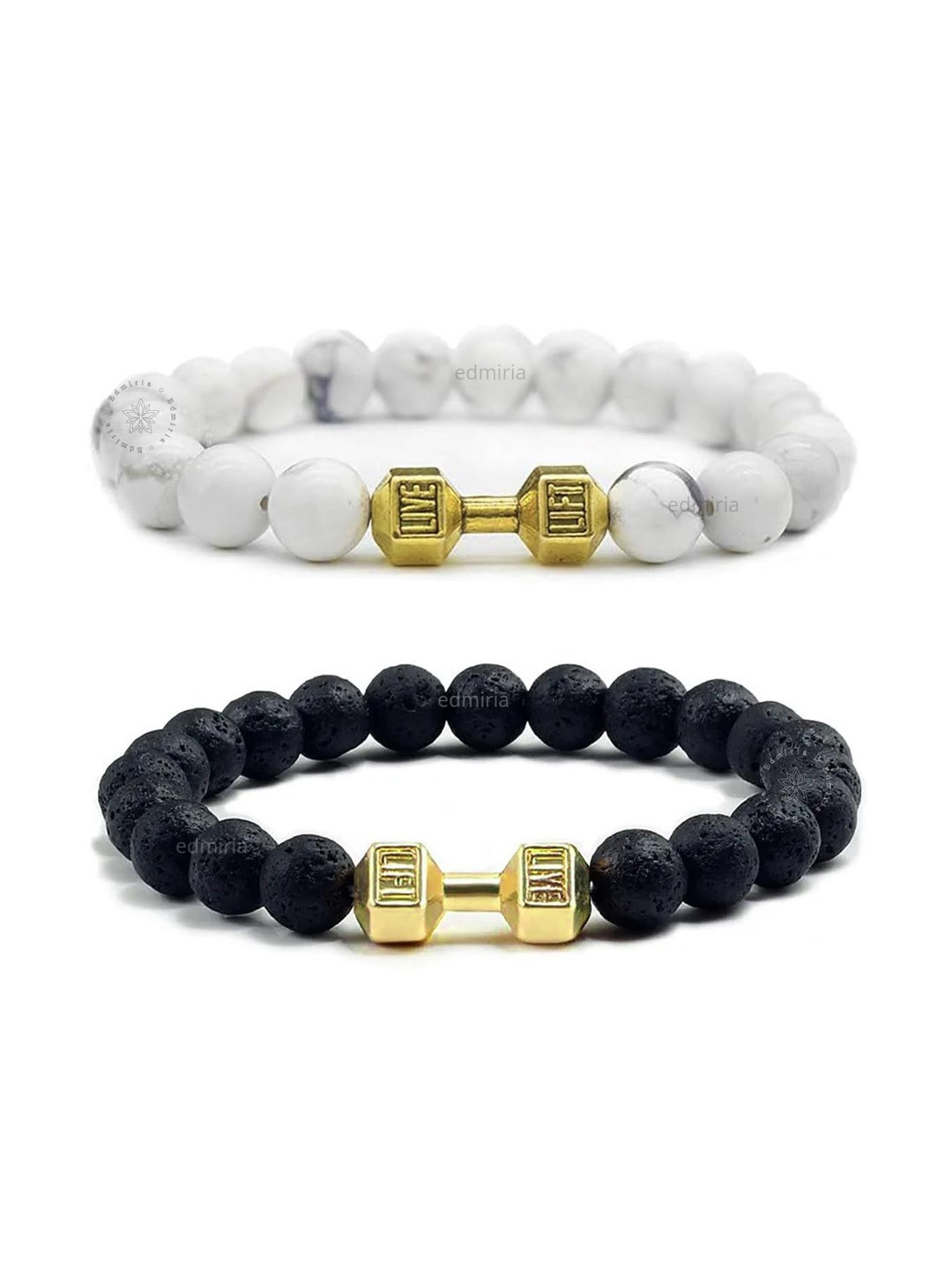 EDMIRIA Unisex Couple Distance Dumbbell Relationship Ceramic Bracelets