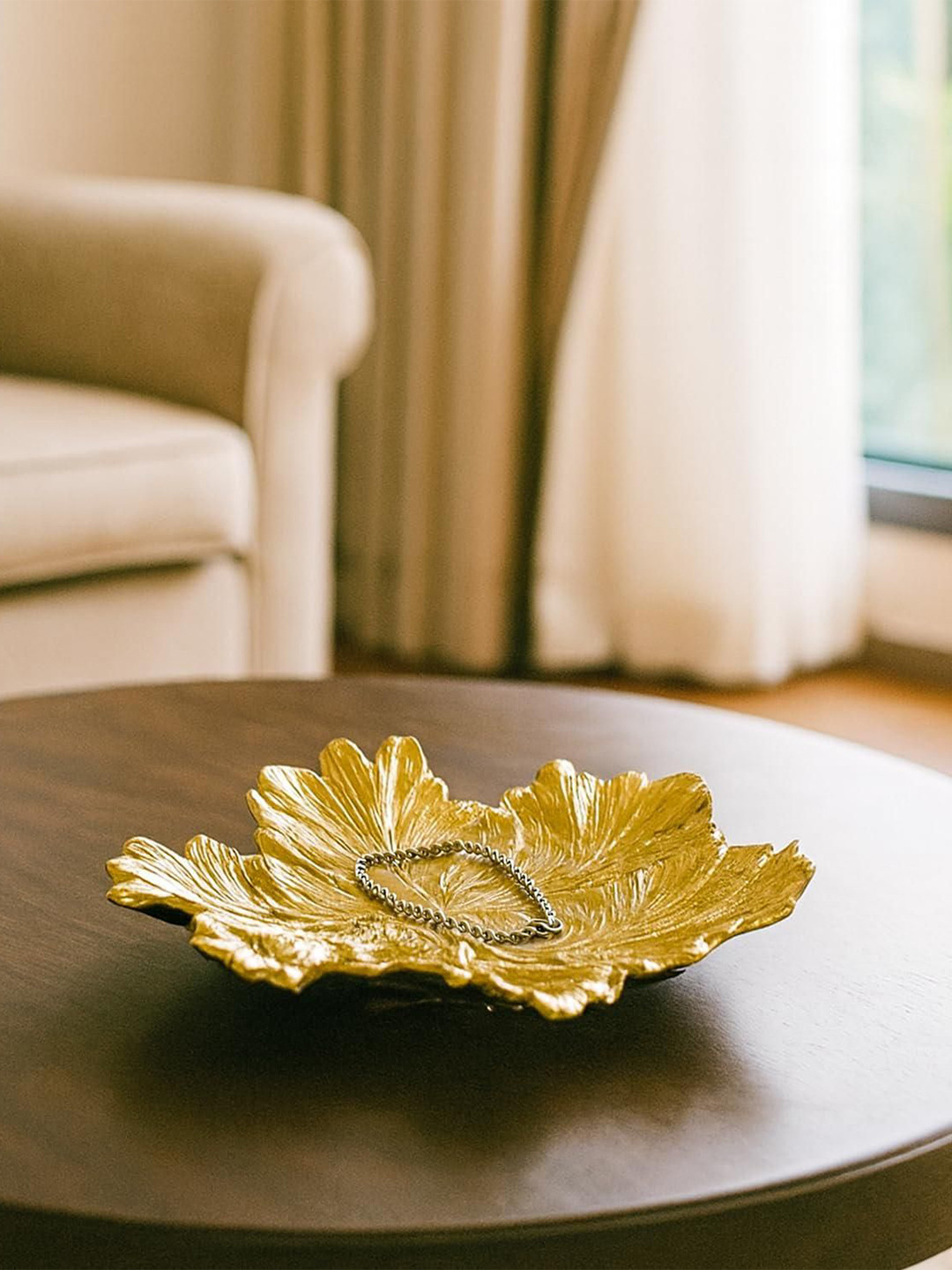 MARKET99 VON CASA Gold Toned Embossed Platter Bowl