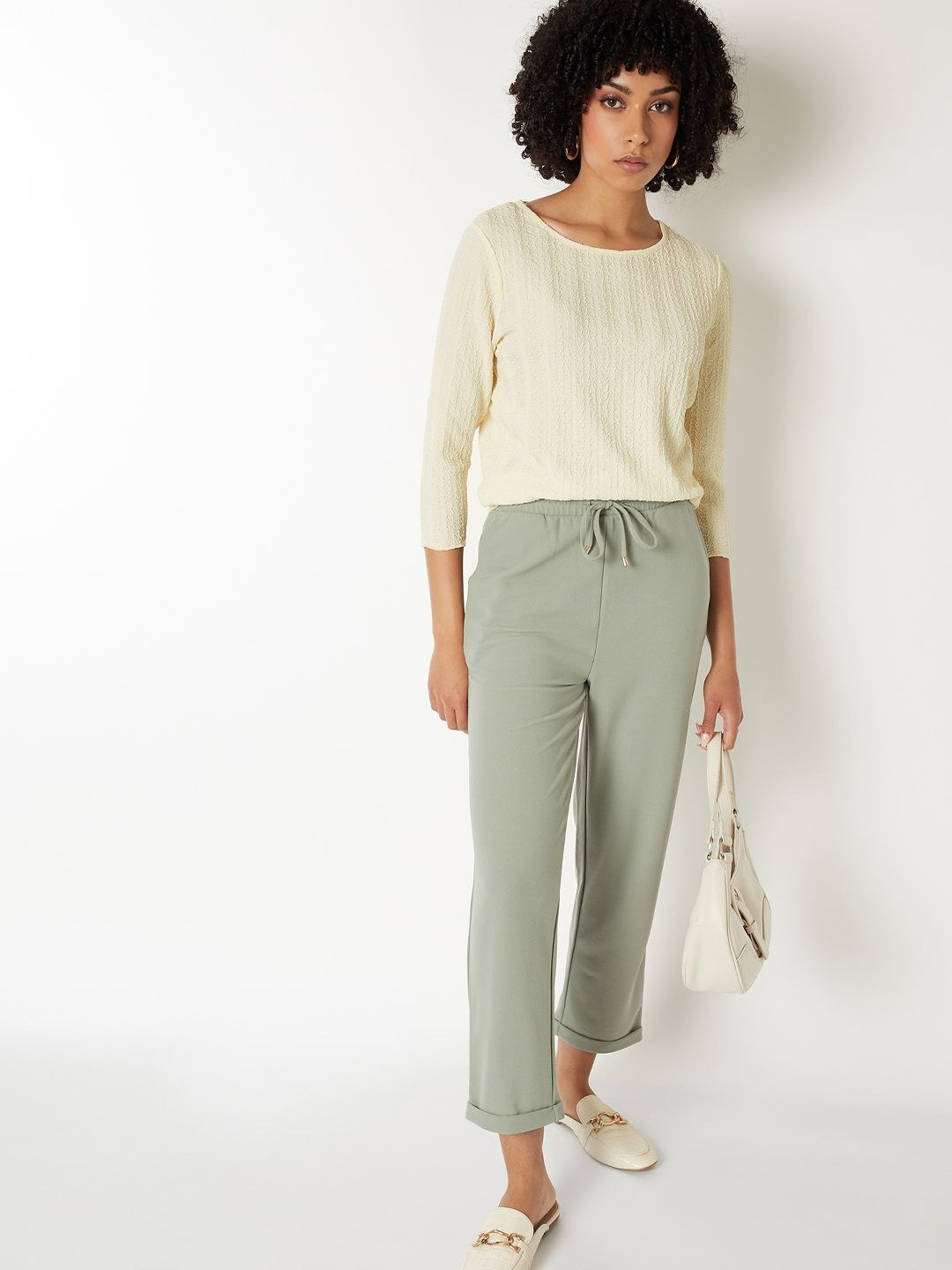 max Women Round Neck Textured Top