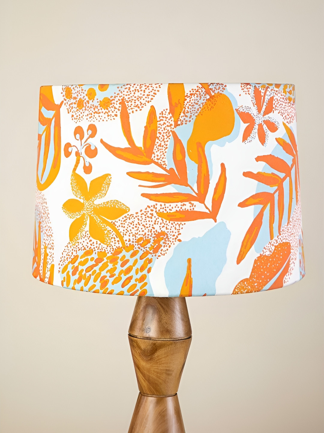 FREEDOM TREE Panai Orange & White Printed Metal Cylindrical Shaped Table Lamp