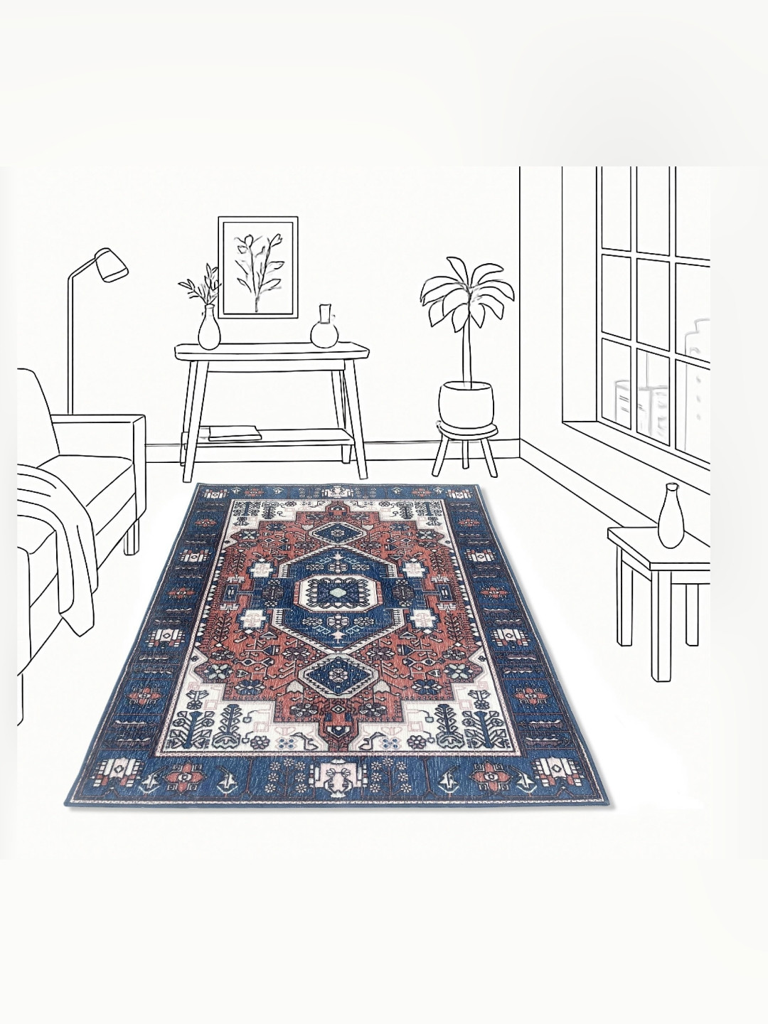 LUXEHOME INTERNATIONAL Brown & Grey Floral Traditional Anti-Skid Carpet