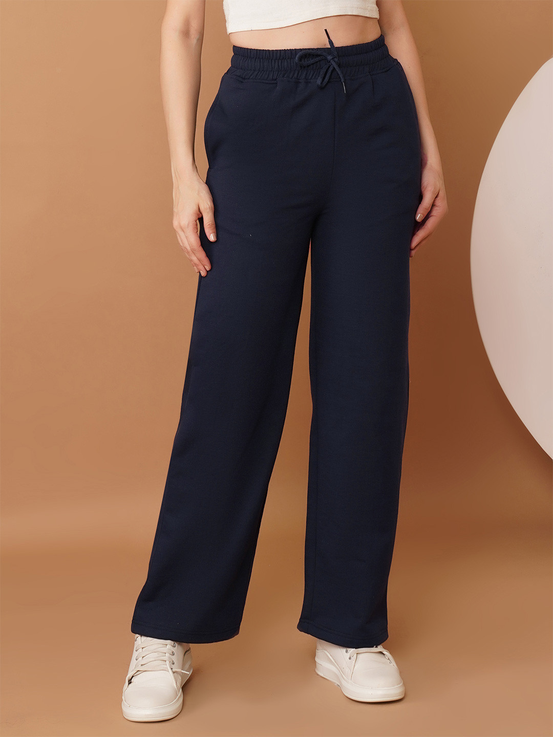 U&F Women Relaxed Straight Leg High-Rise Straight Fit Trousers