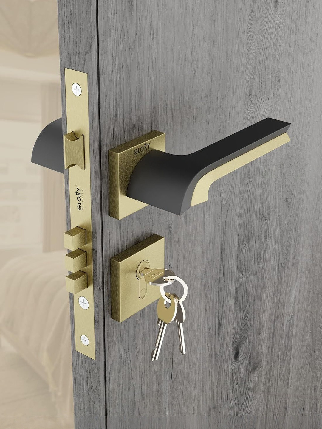 GLOXY Pack of 1 Brass Antique Finish Mortise Lock For All Door