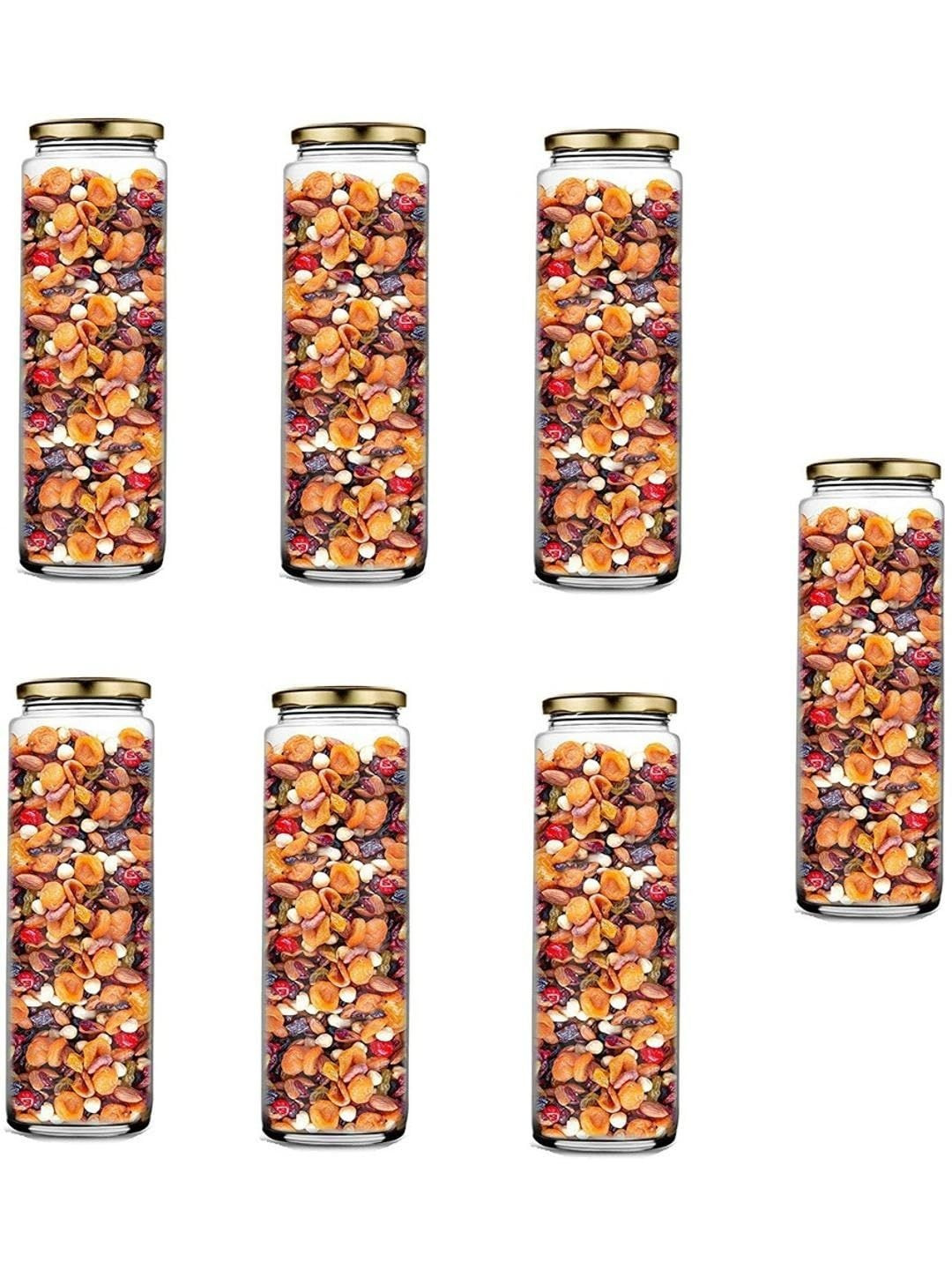 1ST TIME Transparent Glass Freezer Safe Water 7 Pieces Bottle- 350Ml