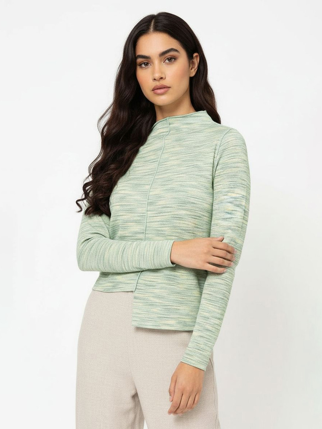 DressBerry Casual Constructs Upturn Stitch Asymmetric Hem Top