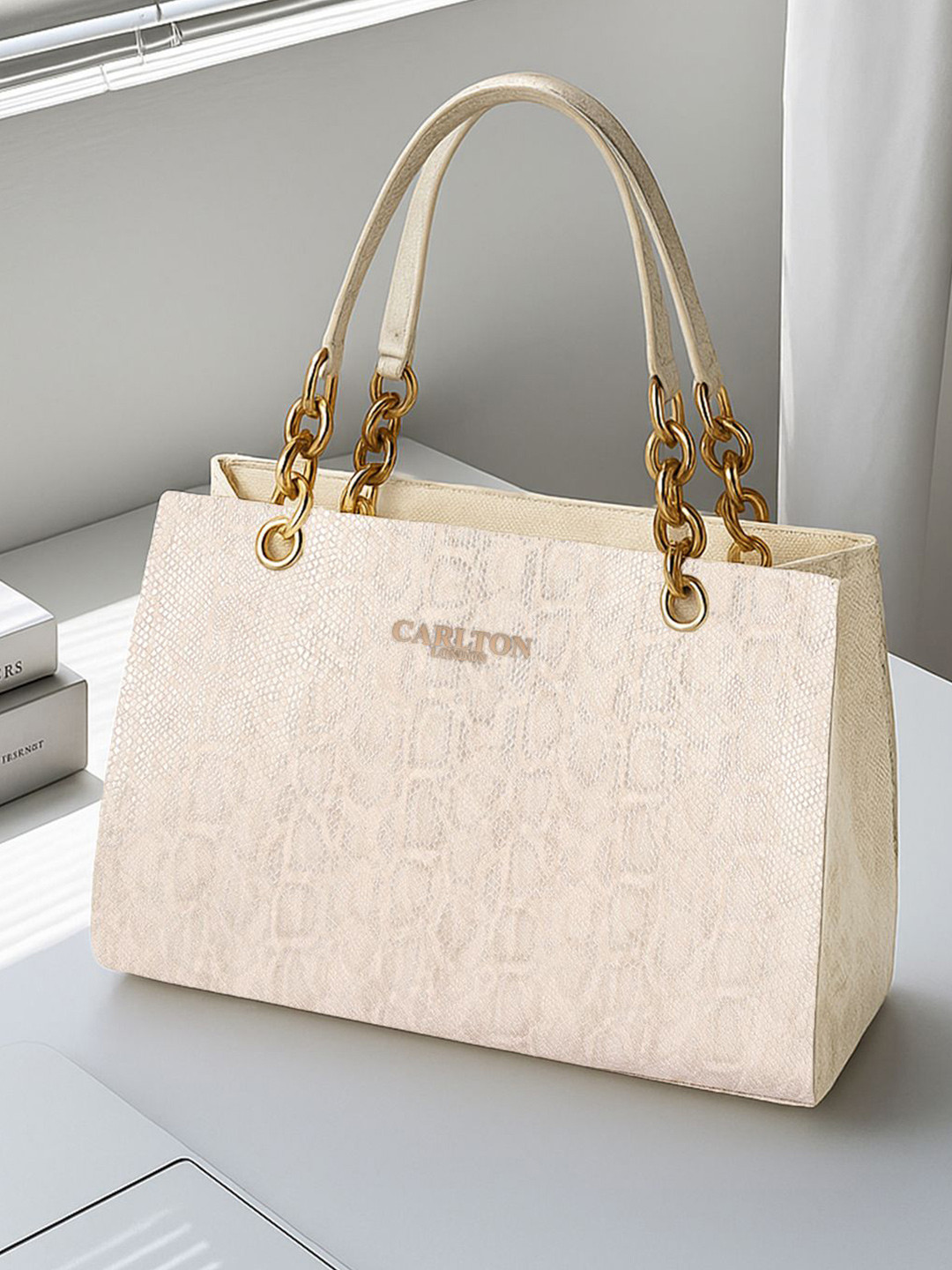 Carlton London Women Textured Structured Handheld Bag