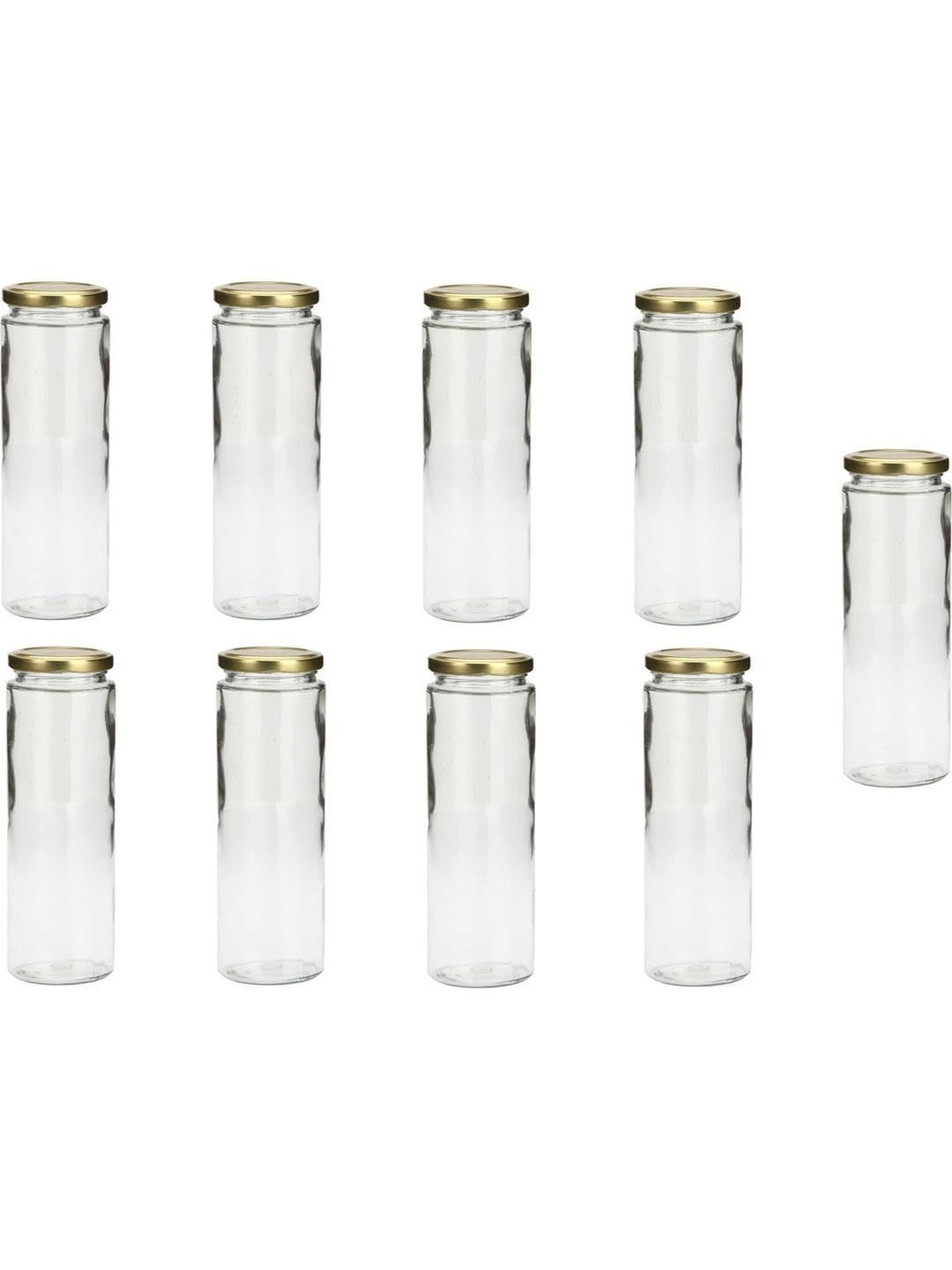 1ST TIME Transparent Glass Freezer Safe Water 9 Pieces Bottle- 350Ml