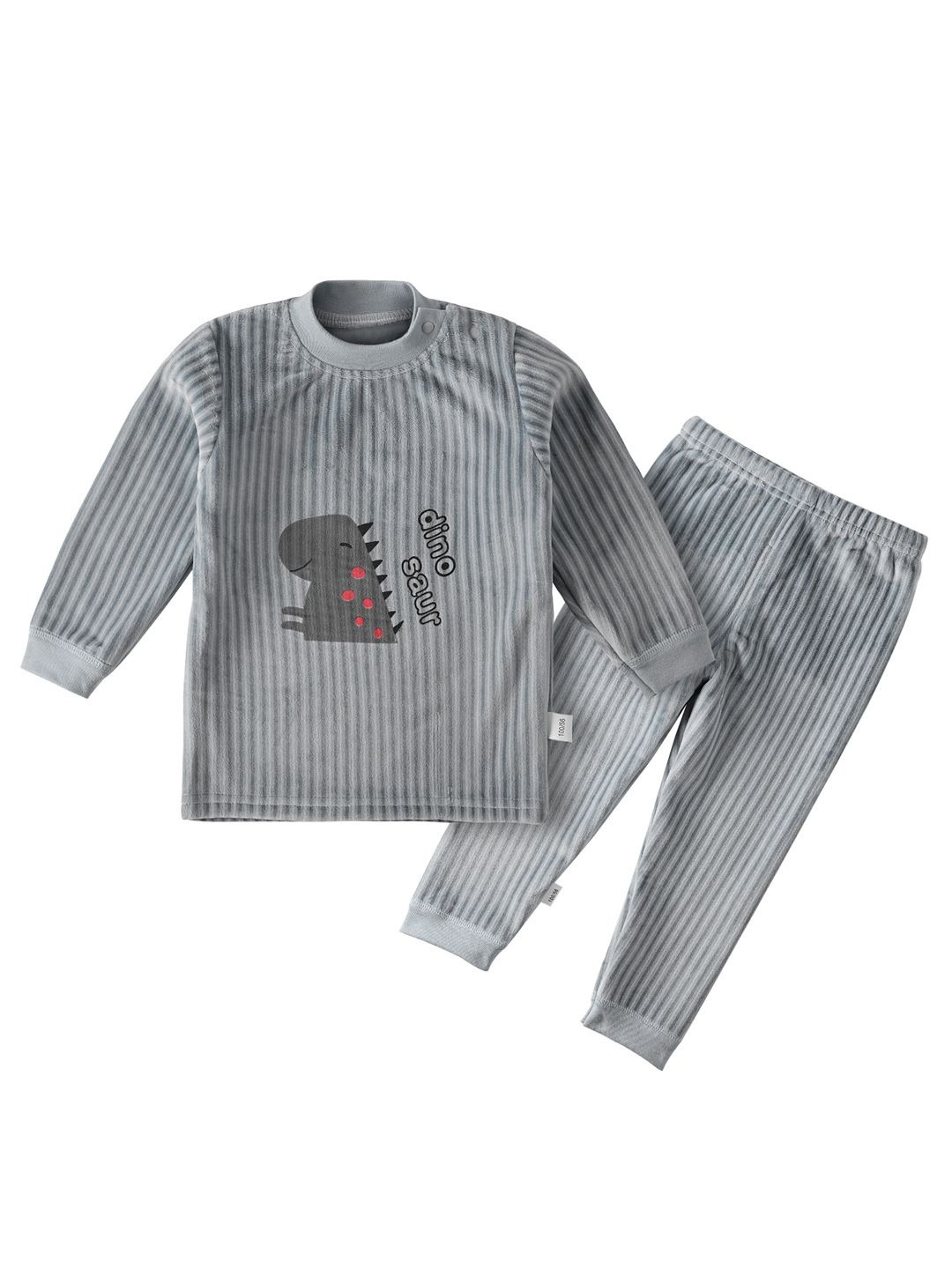 Bold N Elegant Kids-Unisex Grey Cotton Blend Striped Clothing Set