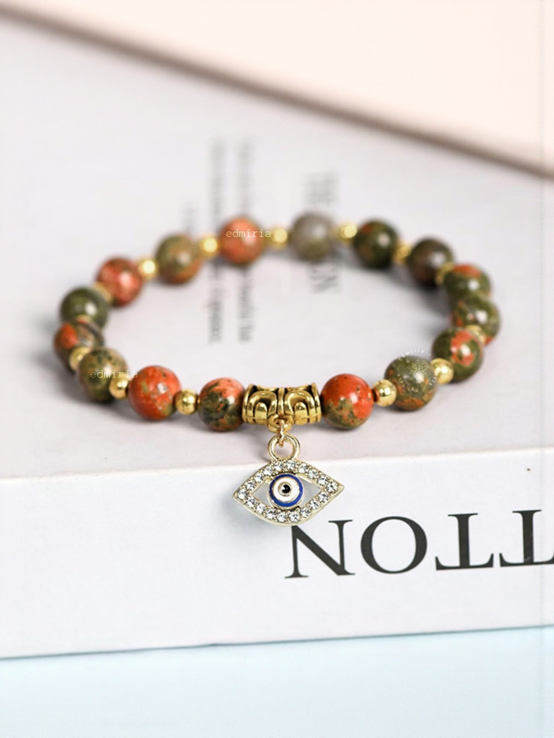 vaEDMIRIA Unisex Artificial Beaded Ceramic Elasticated Bracelet