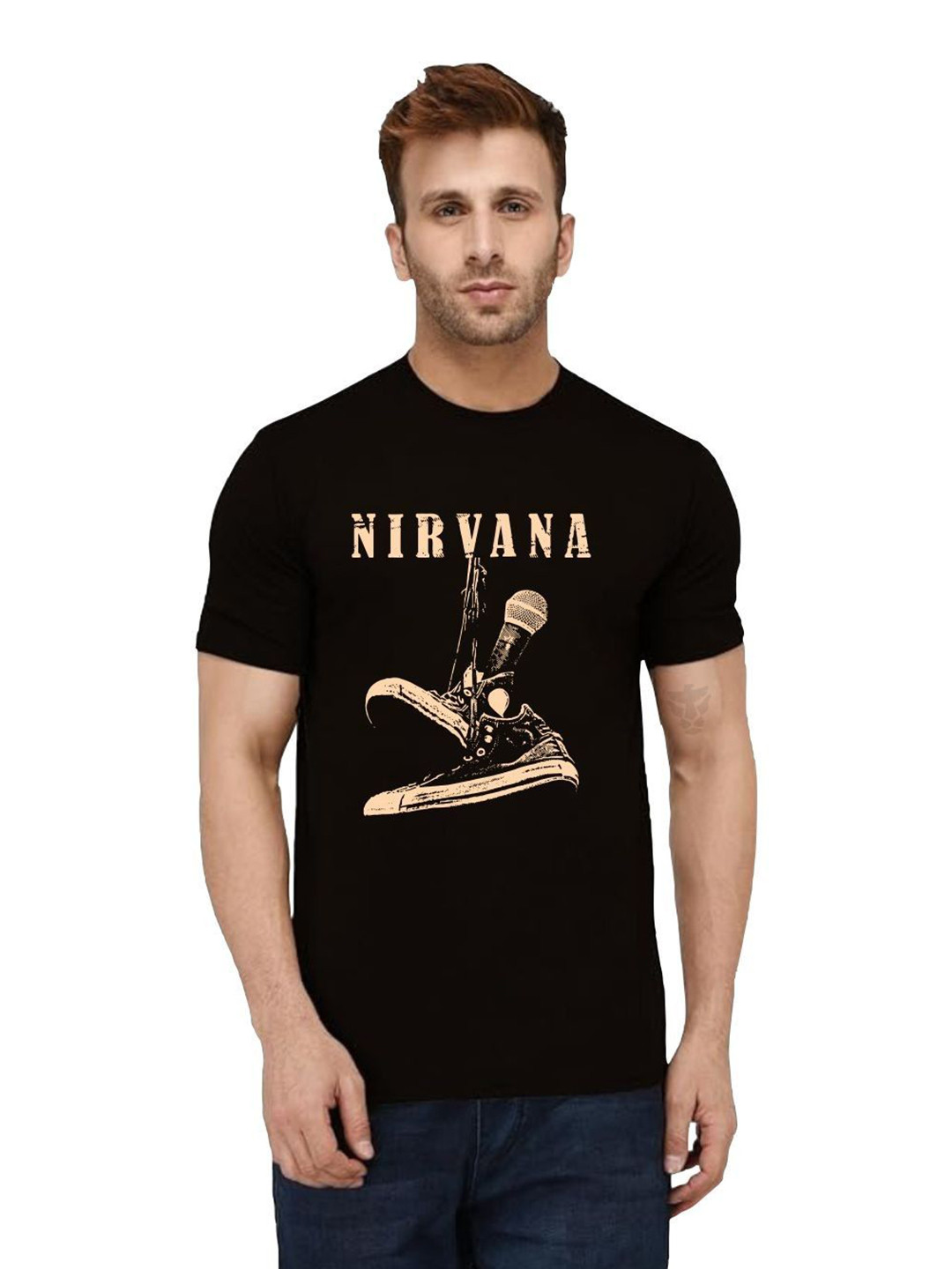 Freaks Men Nirvana Graphic Printed Round Neck Cotton T-shirt