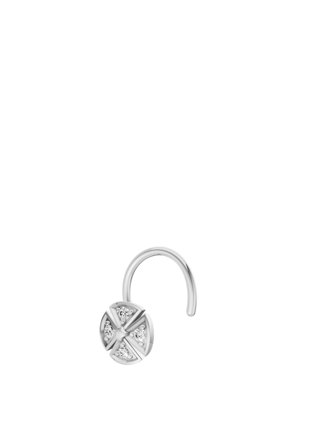 Sparkles 14 KT White Gold Nosepin With 0.01 Carat Round Shape Lab Grown Diamonds- 0.34 g