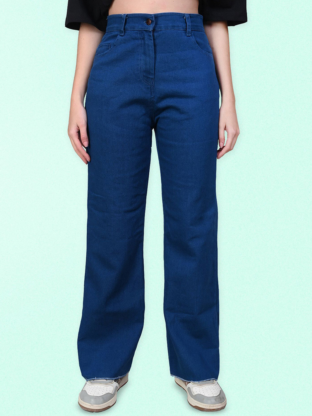 COUTUME COLLECTIONS Women Flared Mid-Rise Clean Look Cotton Jeans