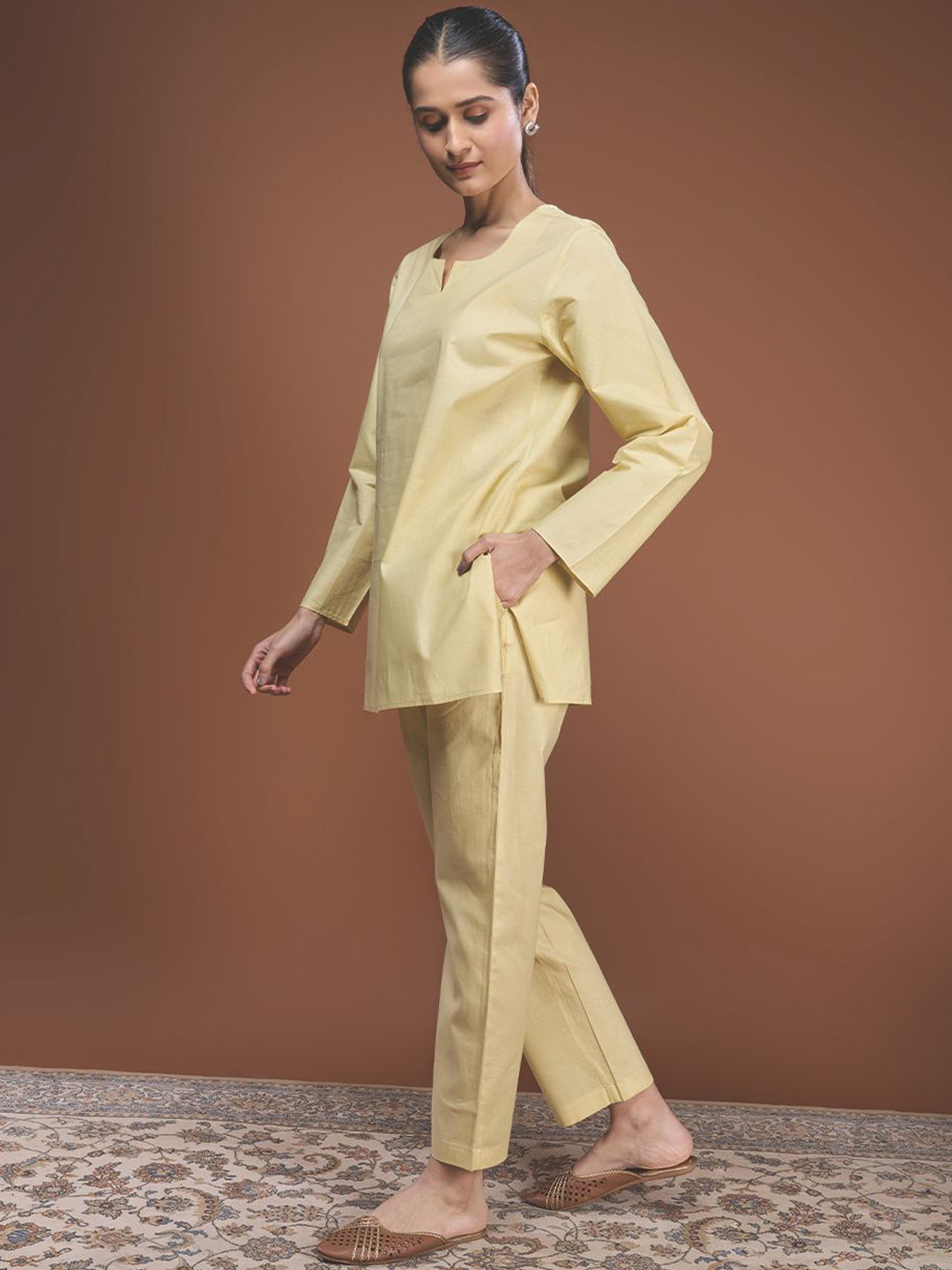 BYOGI Shuddhi Turmeric Infused Pure Cotton Tunic With Pyjama