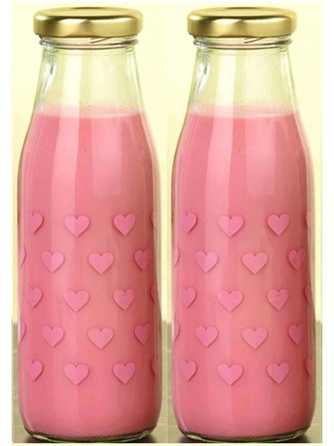 1ST TIME Glass Watter Bottel Transparent Heart Printed Glass 2 Pieces Regular 300 ML
