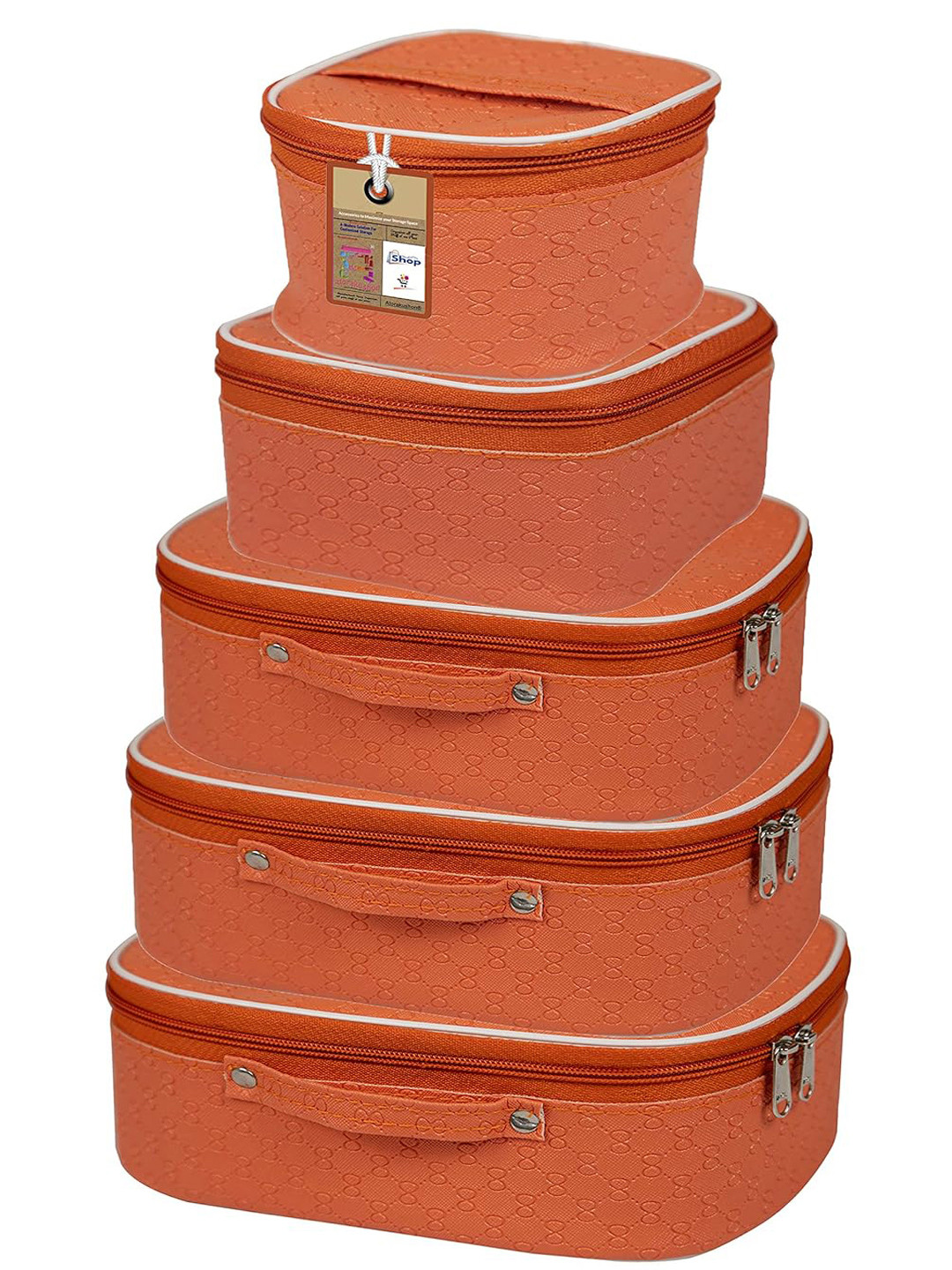 atorakushon Peach Textured Jewellery Travelling Vanity Organizer