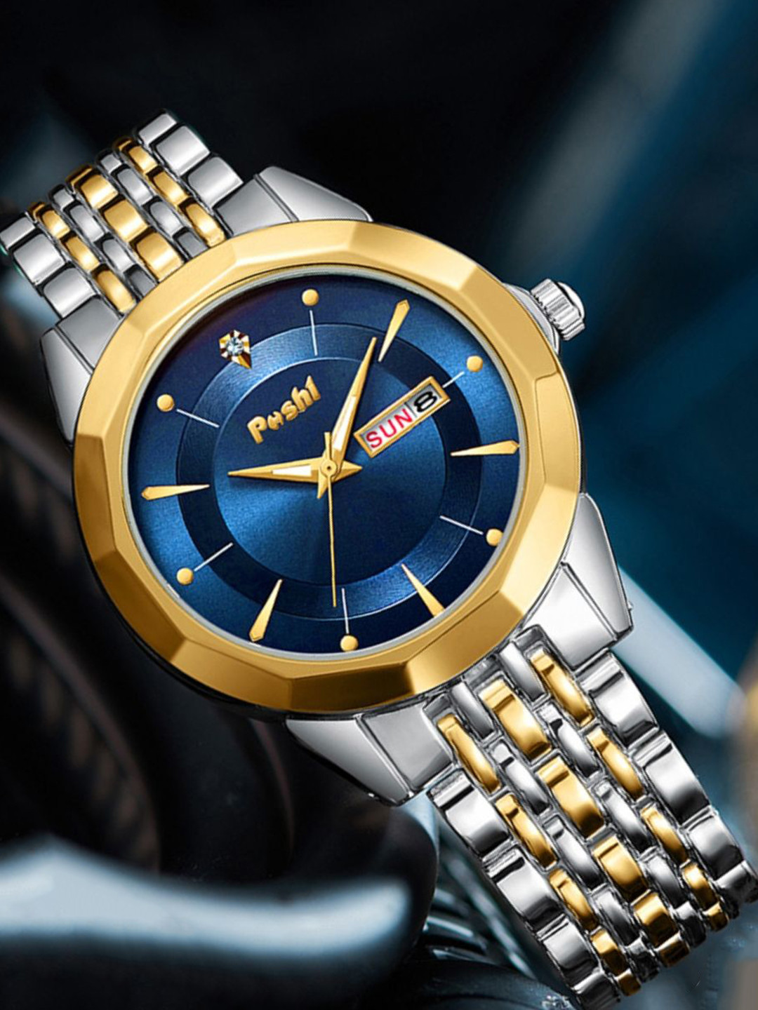 Poshi Men Dial & Stainless Steel Straps Analogue Watch POSW38-720956708785-BLUE