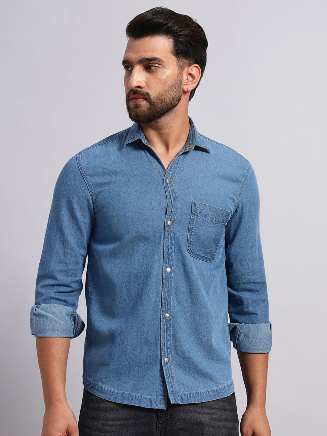 Label nyc apparel Standard Spread Collar Denim Shirt