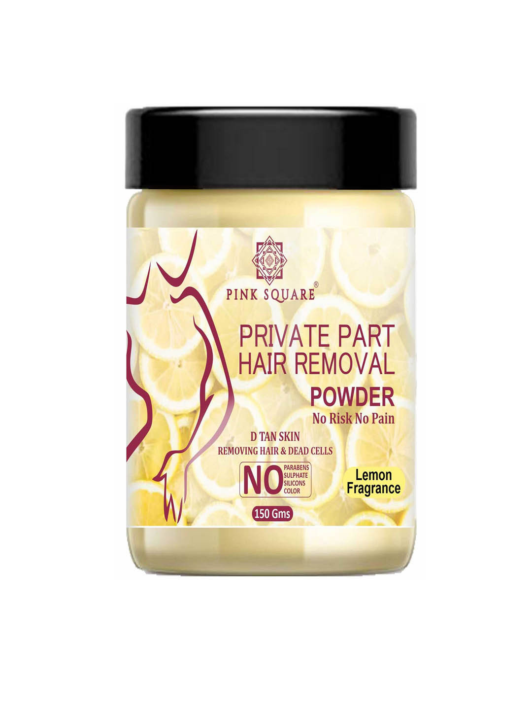 Pink Square Lemon Fragrance Hair Removal Powder - 150 g