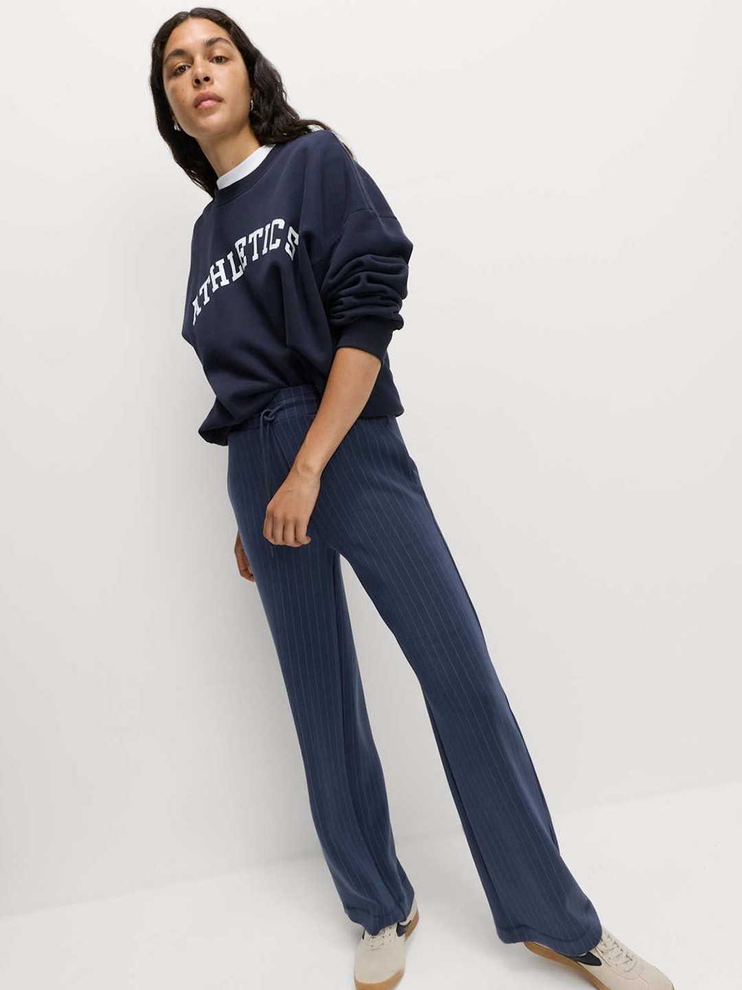 Marks & Spencer Women  Striped Wide Leg Track Pants