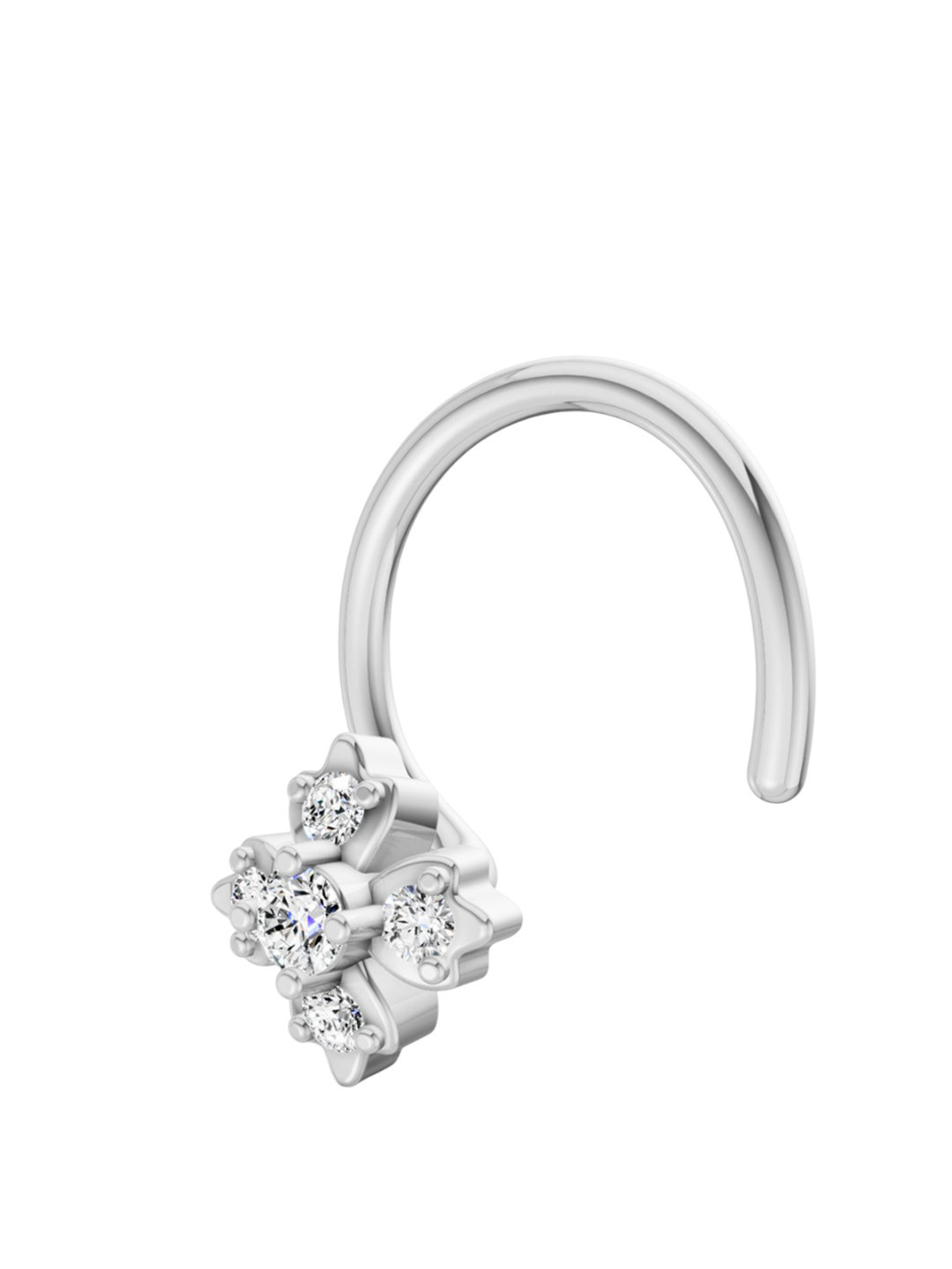 Sparkles 14 KT White Gold Nosepin With 0.03 Carat Round Shape Lab Grown Diamonds- 0.54 g