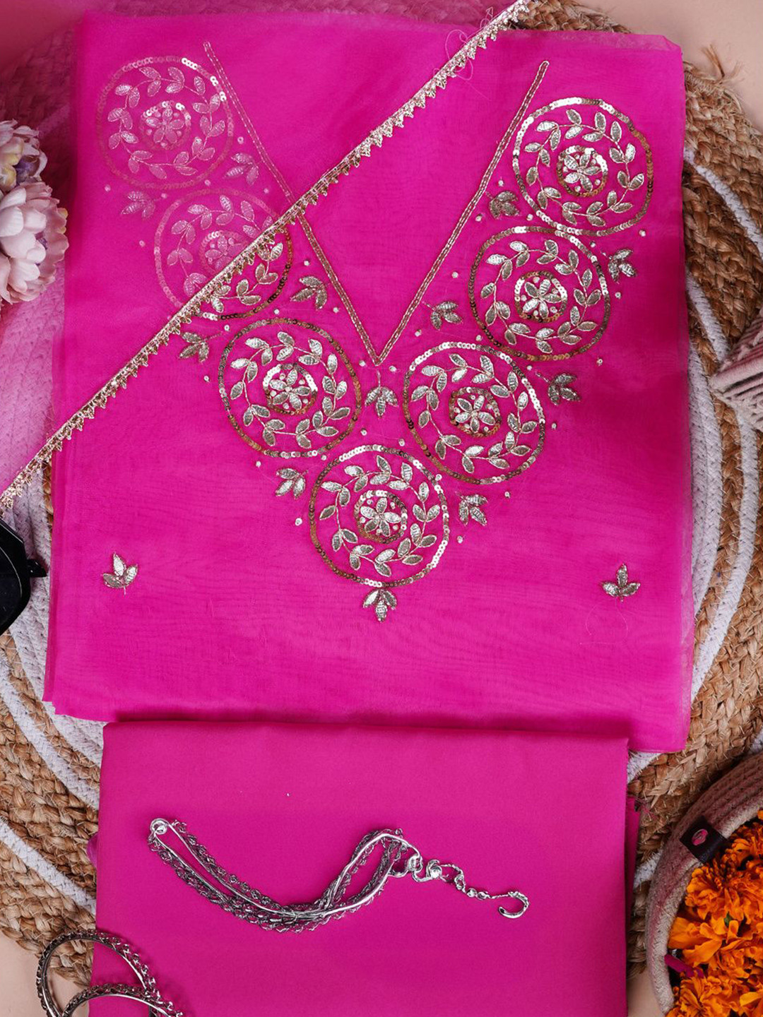 Achrangi Embroidered Gotta Patti Unstitched Dress Material