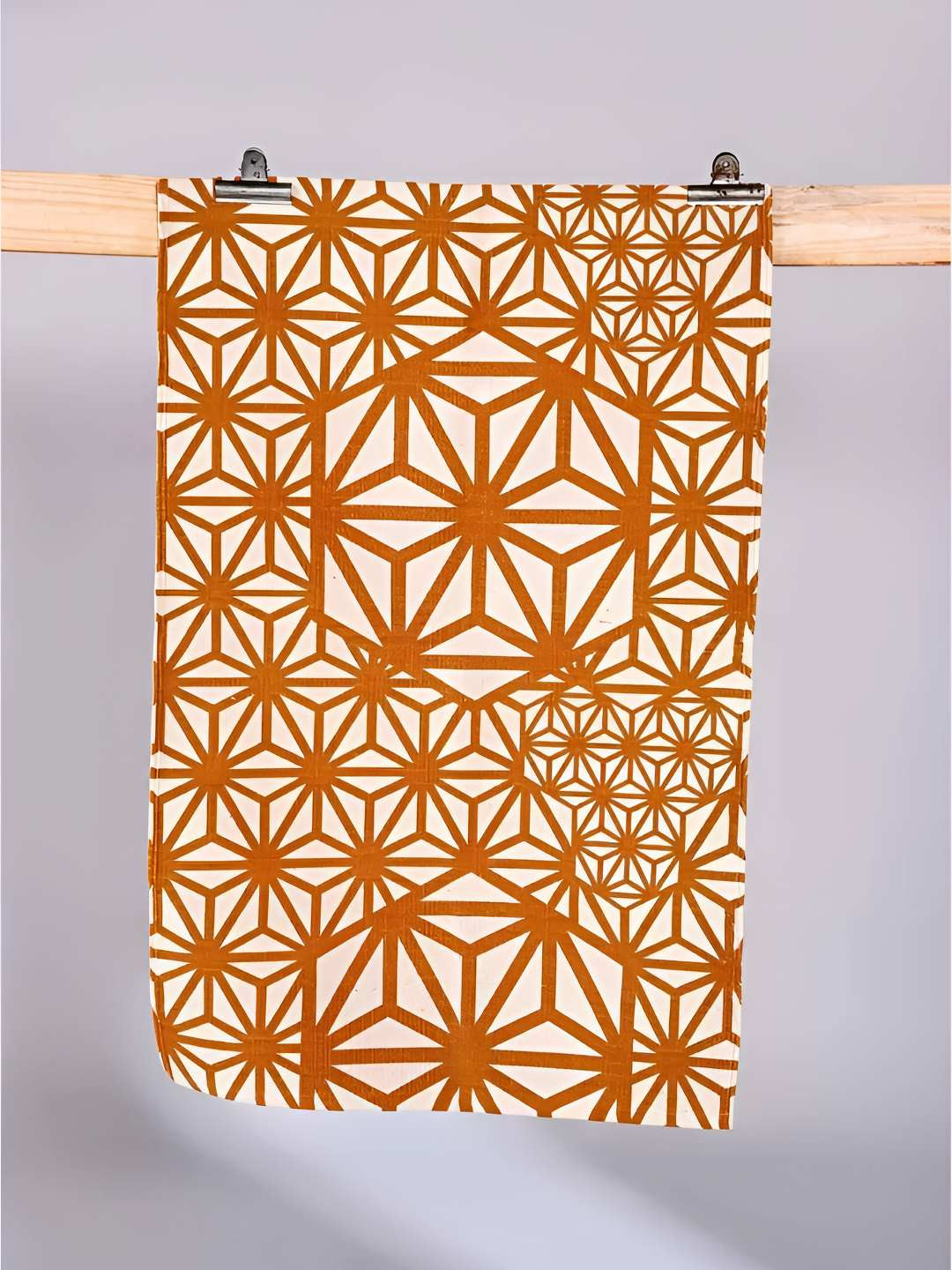 FREEDOM TREE Kiwach Orange-Colored & Beige Printed Pure Cotton Rectangular Rug Dhurrie