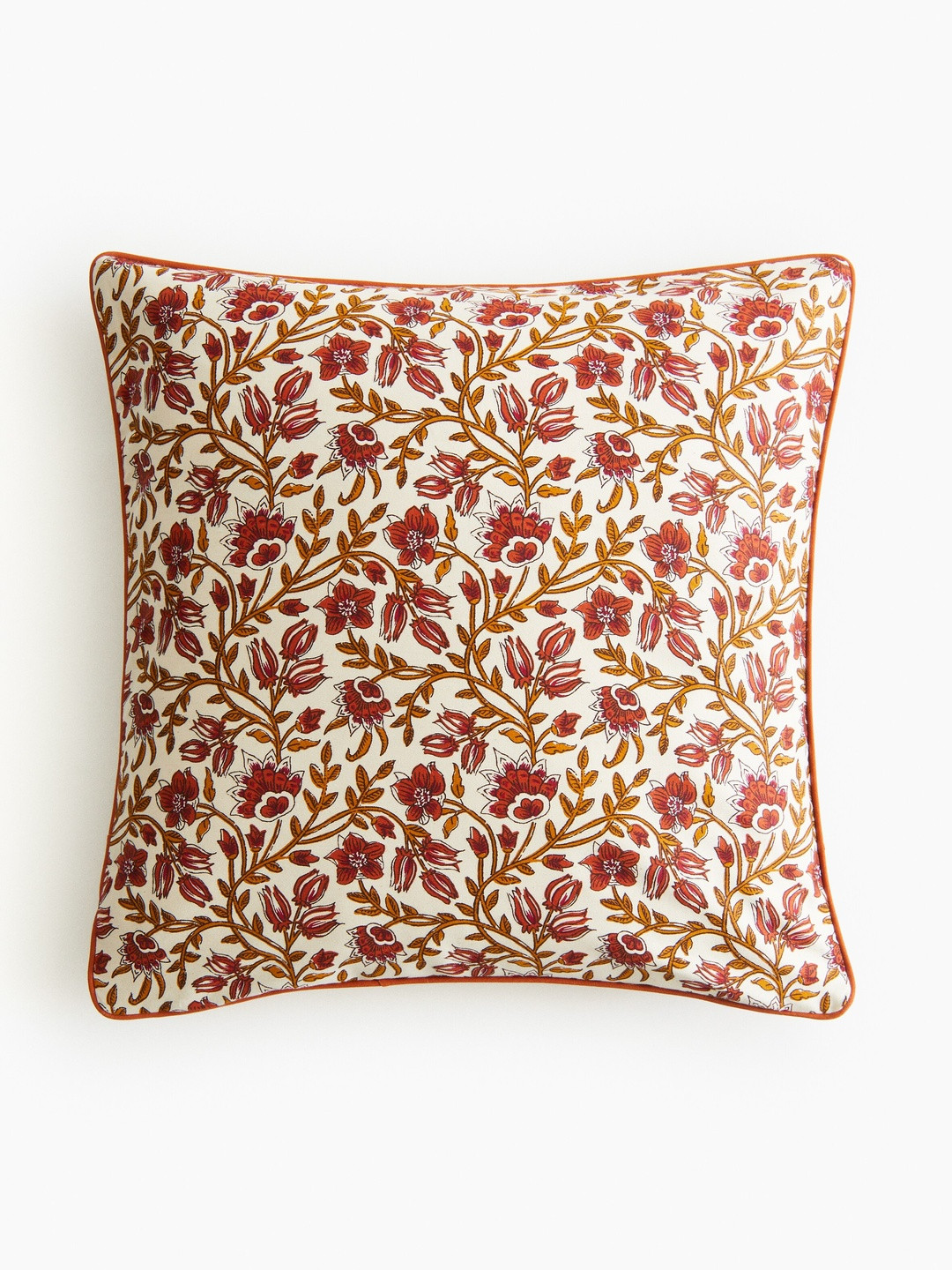 H&M Off White And Red Patterned Pure Cotton Cushion Cover