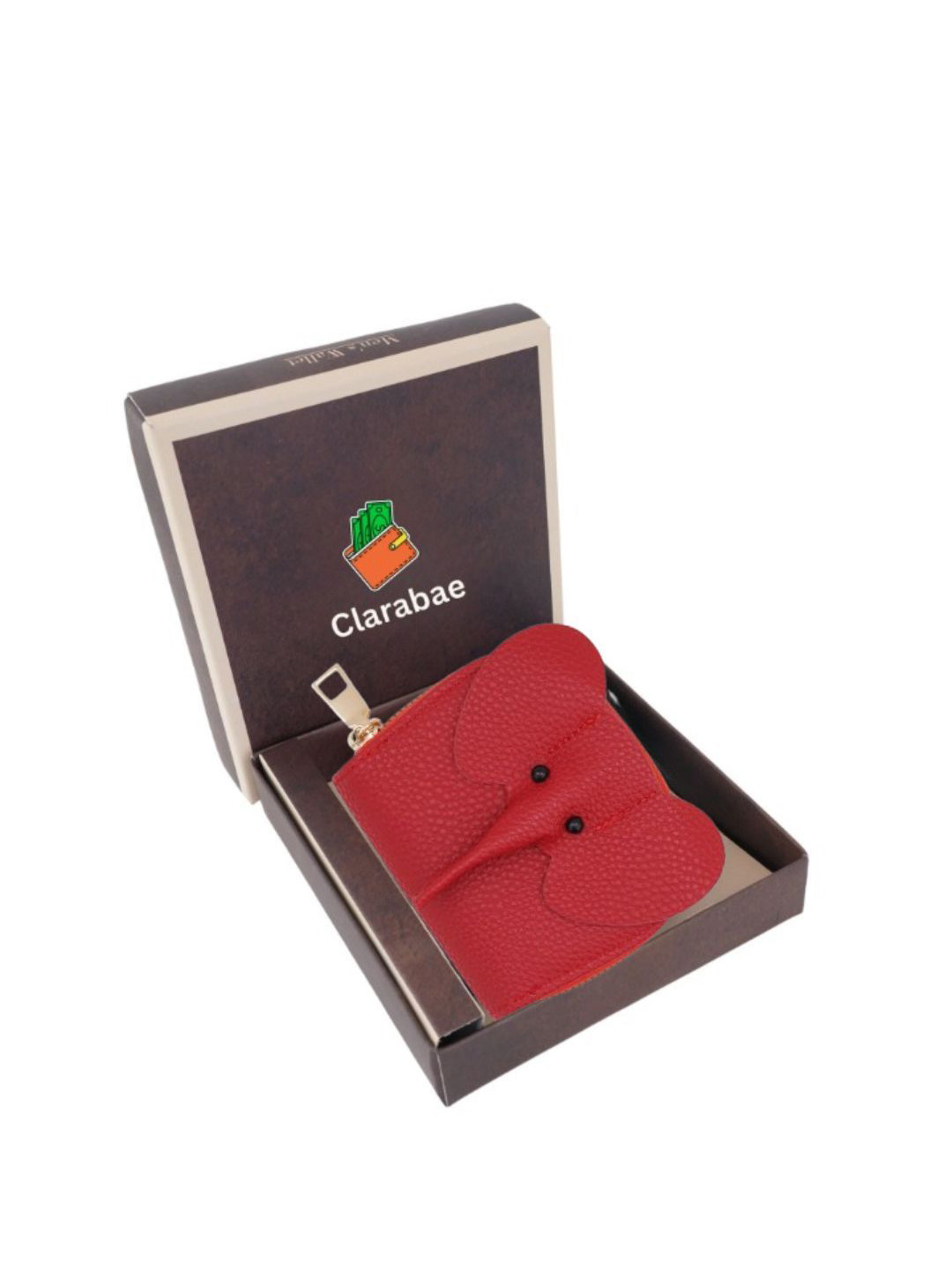 CLARABAE Men Leather Short Elephant Shaped Zip-Around Wallet