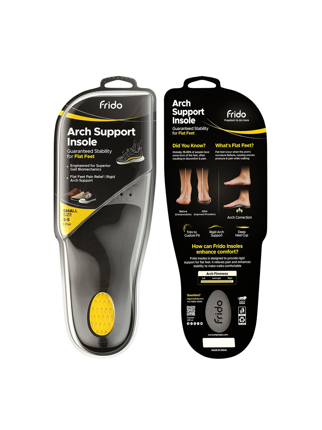 FRIDO Unisex Frido Rigid Arch Support Insole for Flat Feet