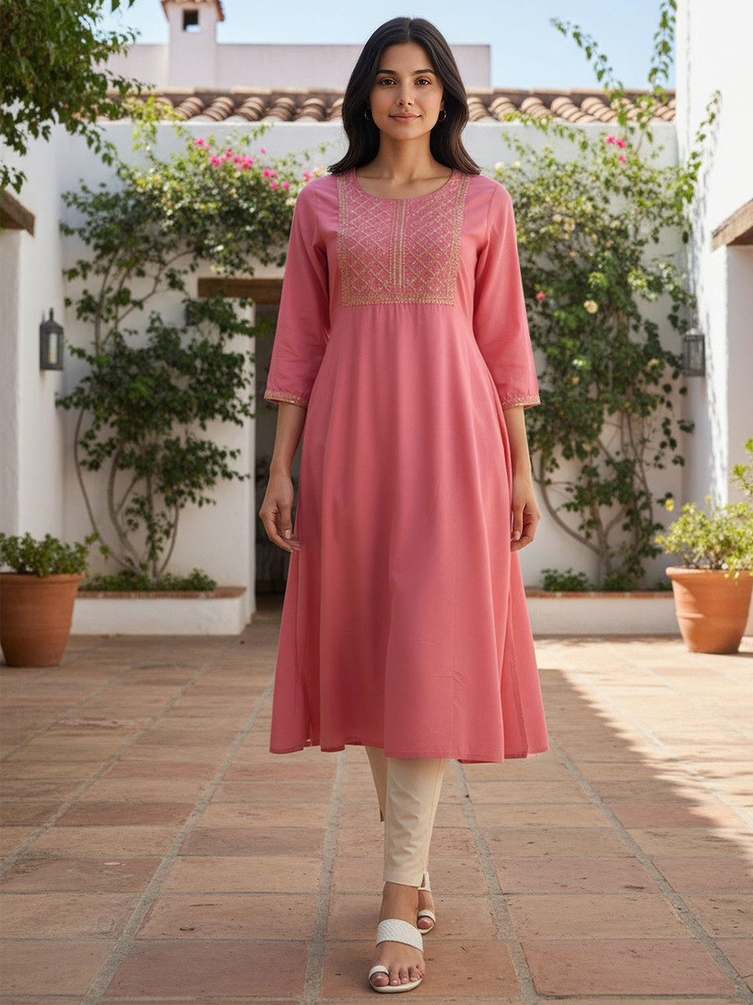 Rangita Women Ethnic Motifs Embroidered Daily A-Line Kurta