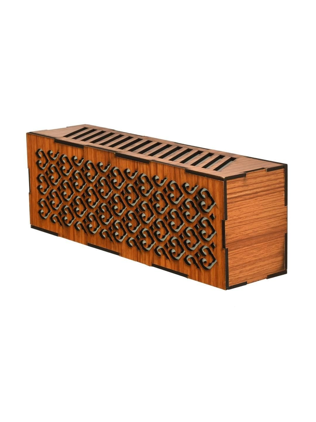 1ST TIME Brown Textured Wood Square Shaped Wall Lamp