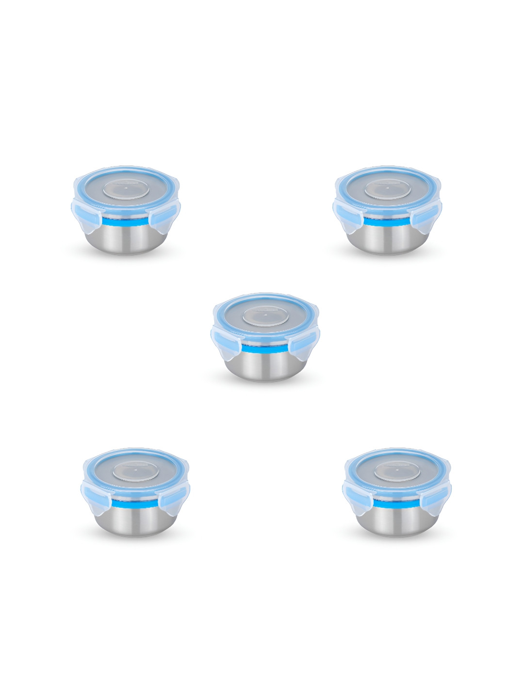 STEELLOCK Blue & Silver Toned 5 Pieces Stainless Steel Airtight Lunch Box