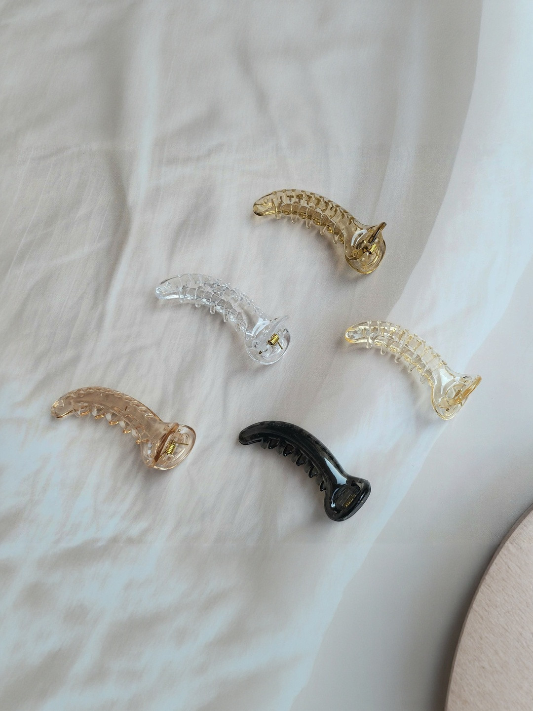 DIVASTRI Women Set of 5 Transparent Banana Hair Claw Clip