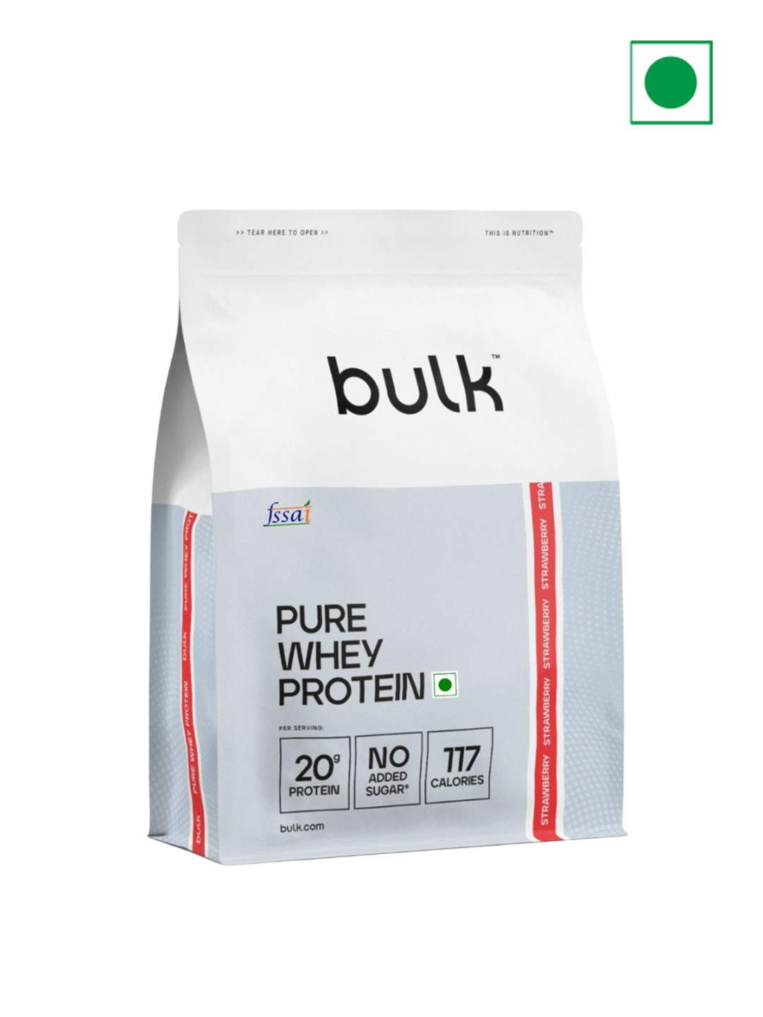 Bulk Unisex Pure Whey Protein Powder - 1.8 Kg - Strawberry