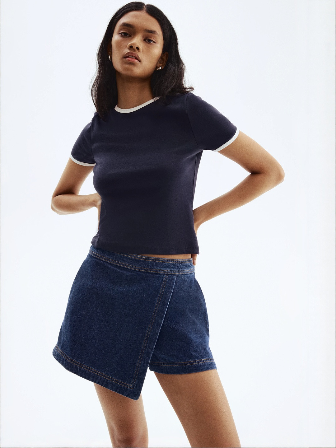 H&M Women Blue Denim Skort