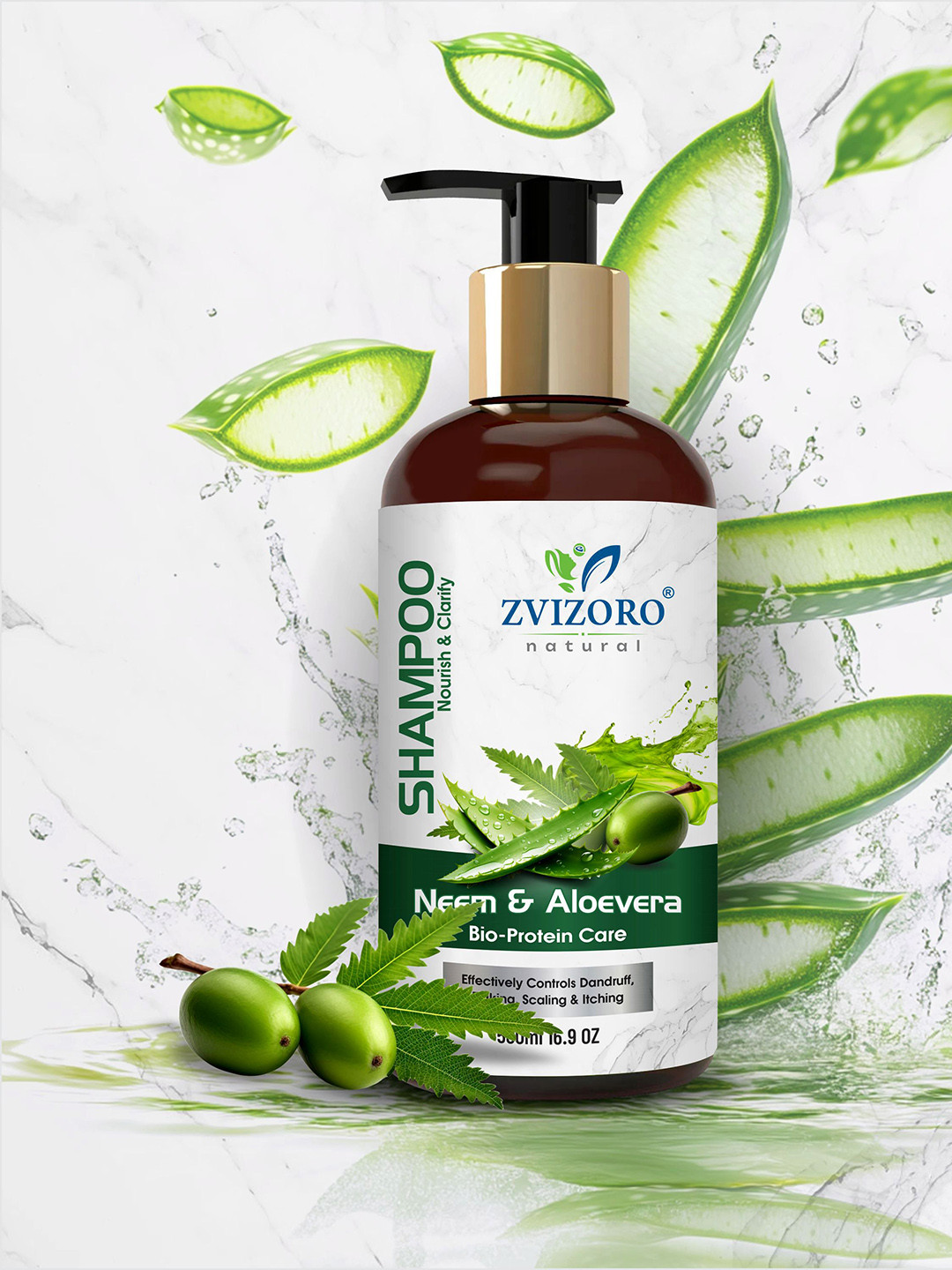 ZVIZORO Neem & Aloevera Shampoo For Hair Growth - 300 ml