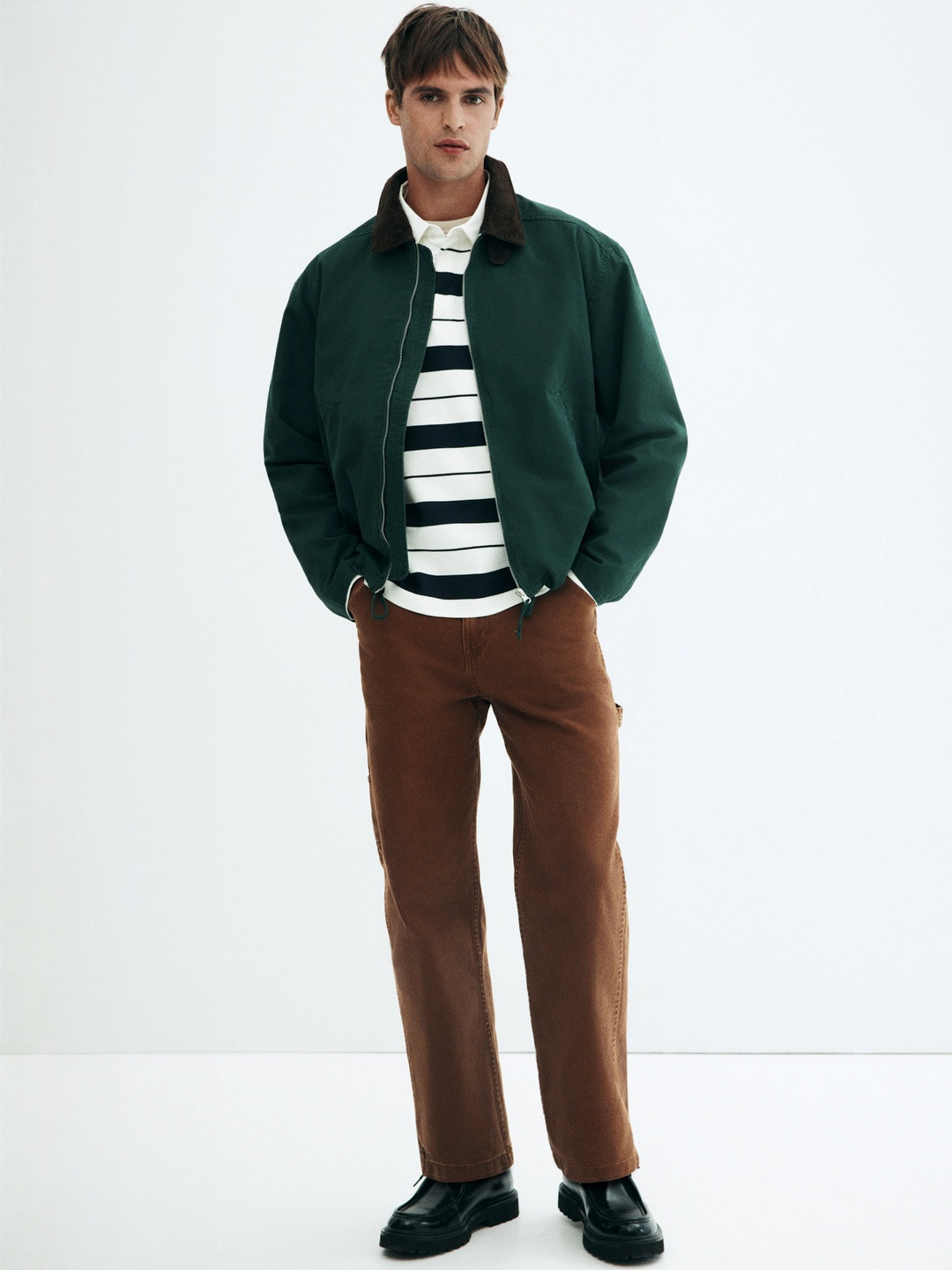 H&M Men Pure Cotton Relaxed Fit Worker Trousers