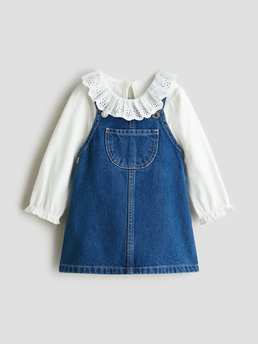 H&M Girls 2-piece dungaree dress and top set